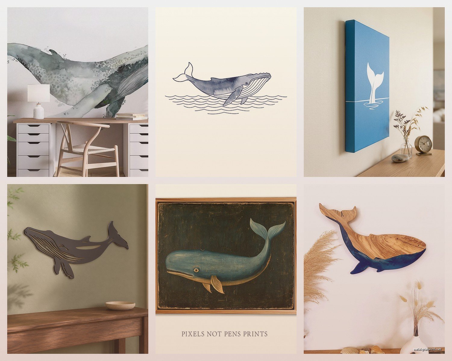 Whale Wall Art: Ocean Mammal Marine Life Giant Creature