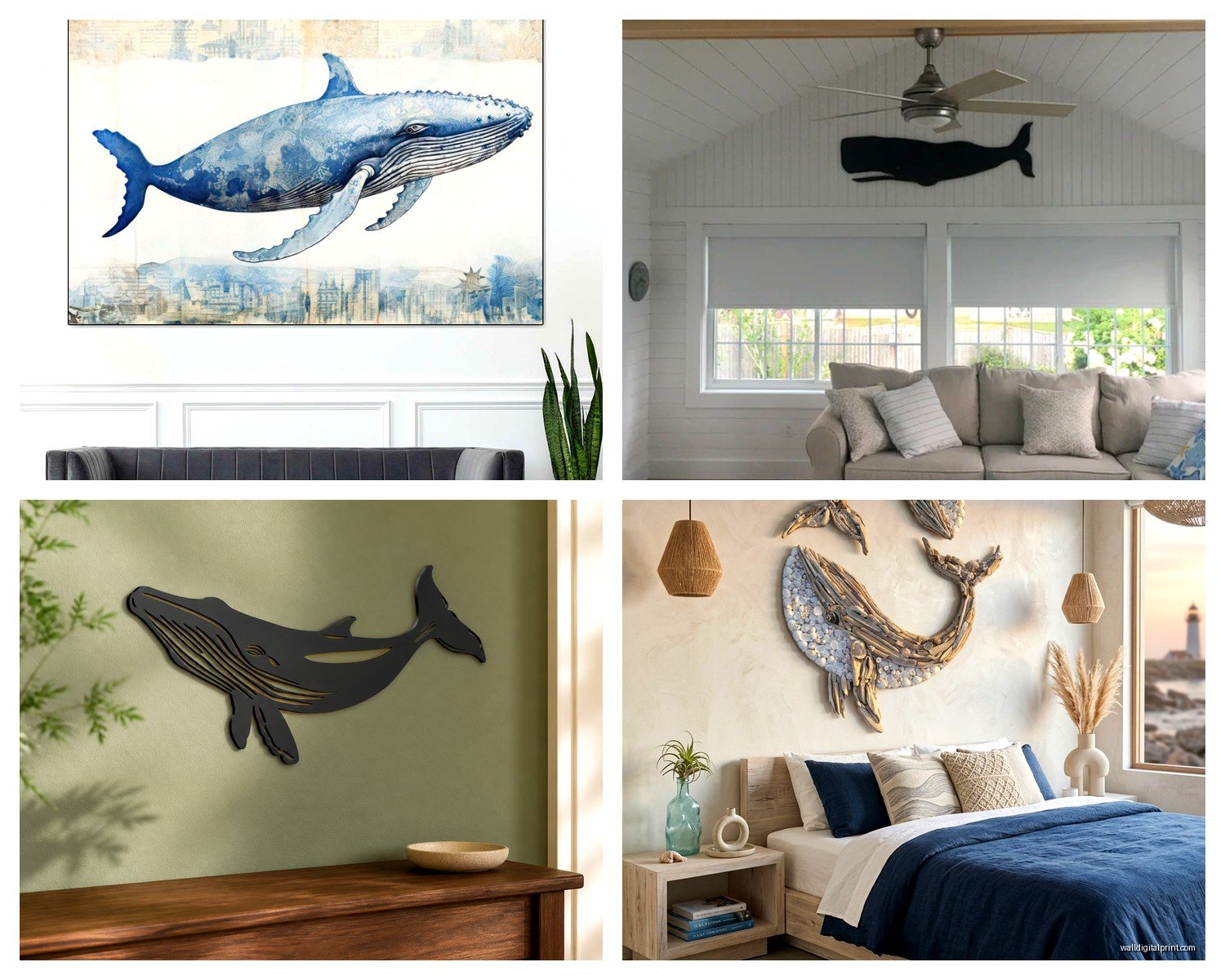 Whale Wall Art: Ocean Mammal Marine Life Giant Creature