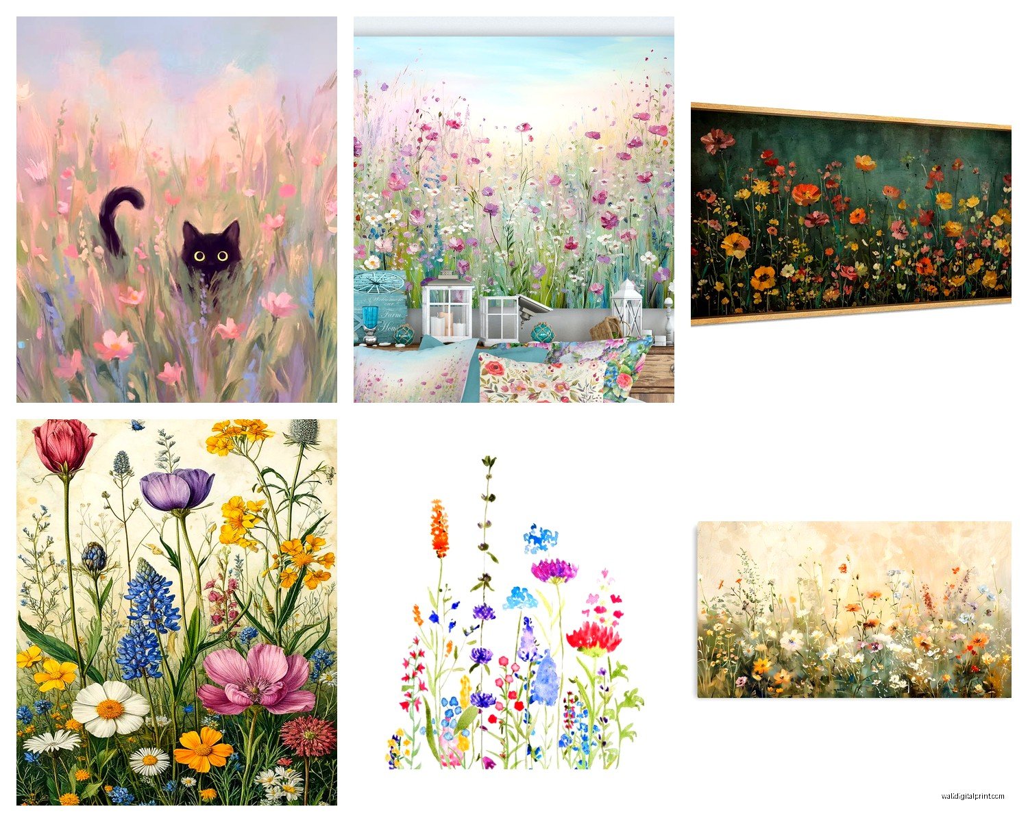 Wildflower Wall Art: Meadow Field Natural Botanical