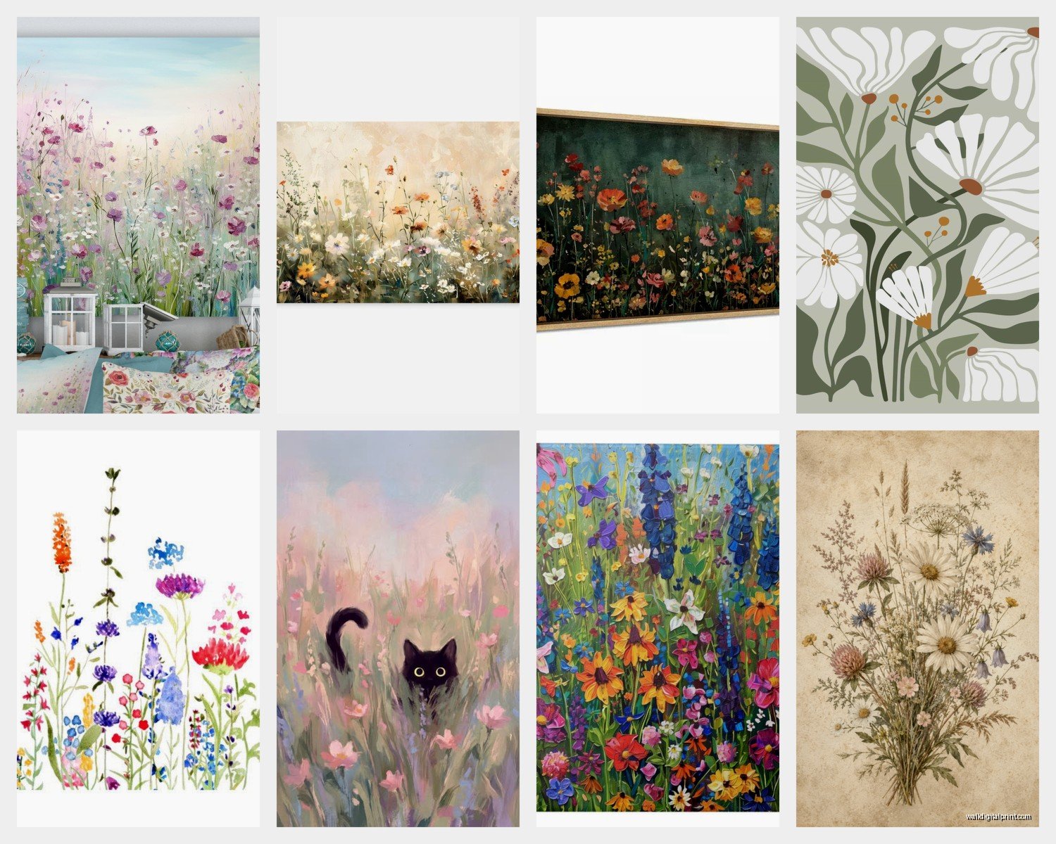 Wildflower Wall Art: Meadow Field Natural Botanical