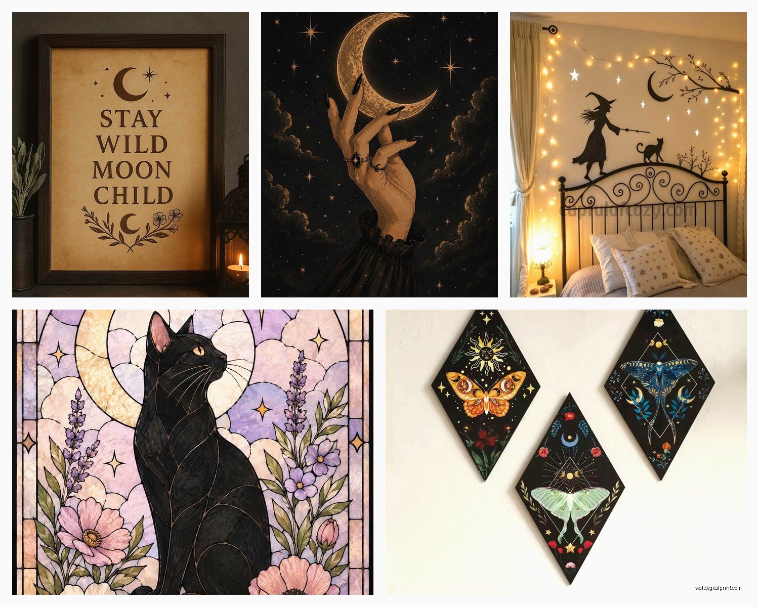 Witchy Wall Art: Wiccan Pagan Moon Magic Occult Decor