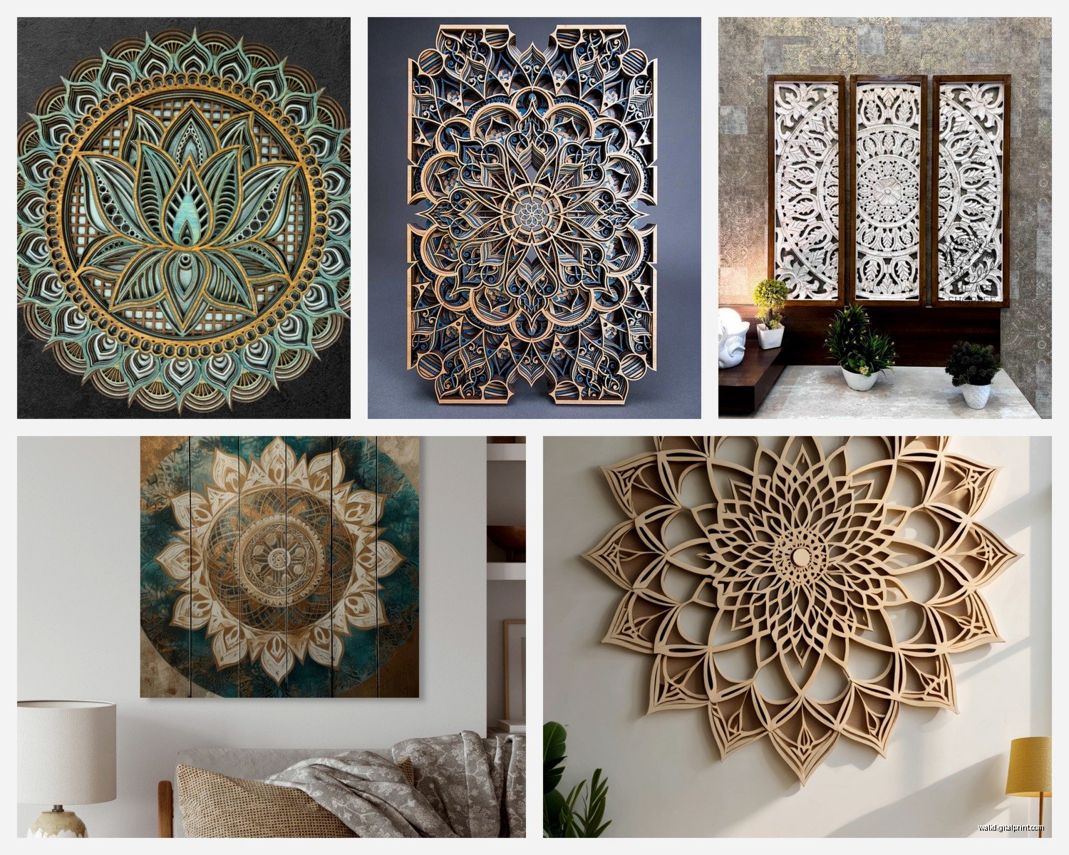 Wooden Mandala Wall Art: Carved Circular Sacred Geometry