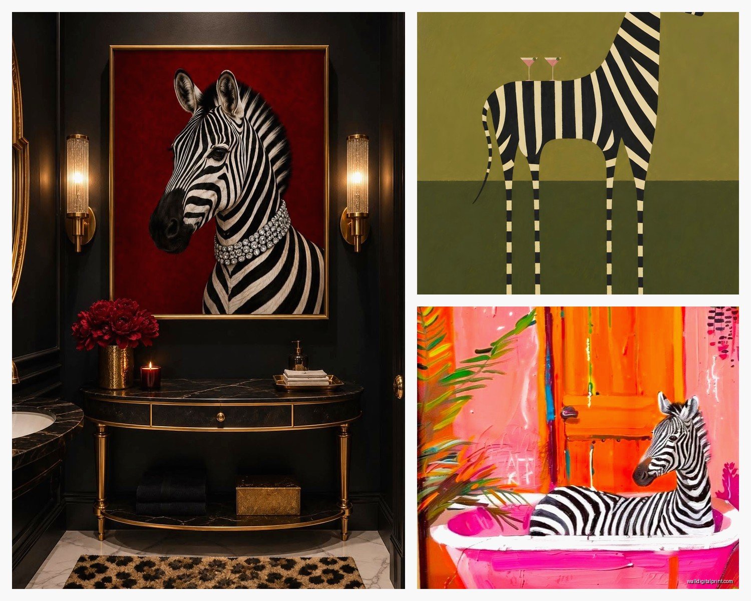 Zebra Print Wall Art: Black White Striped Animal Pattern