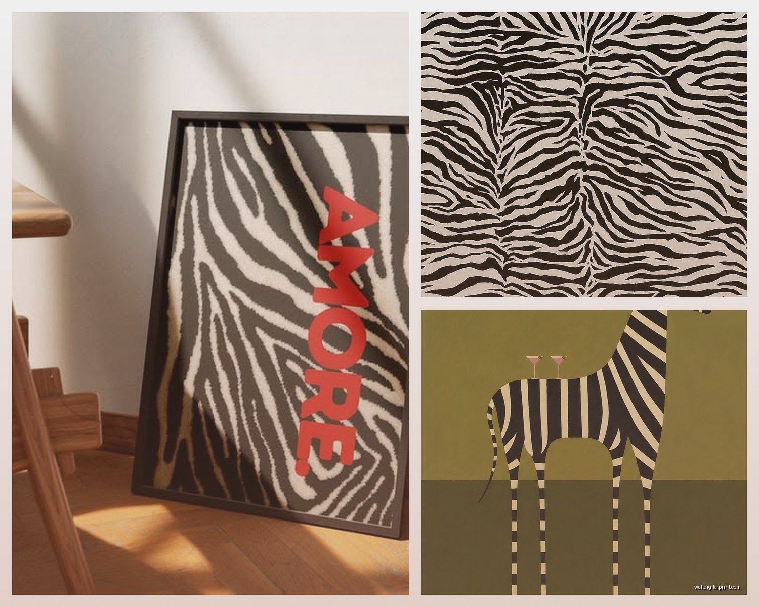 Zebra Print Wall Art: Black White Striped Animal Pattern