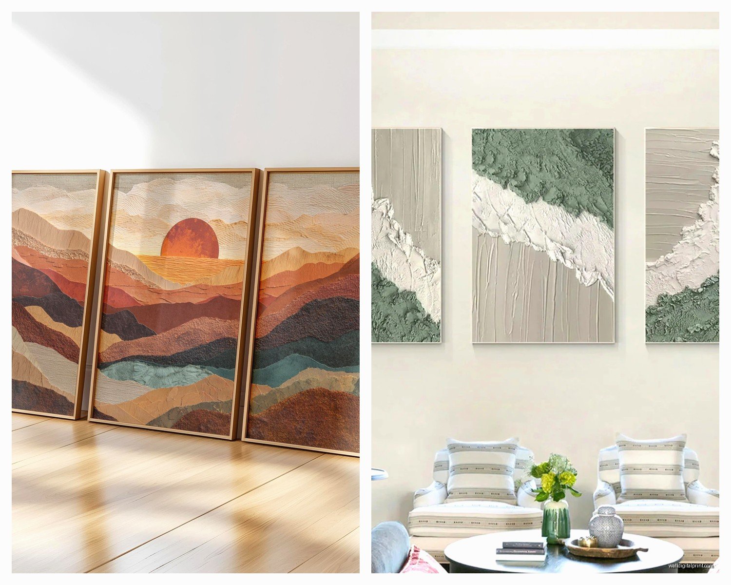 3 Piece Wall Art for Living Room: Triptych Main Space Sets
