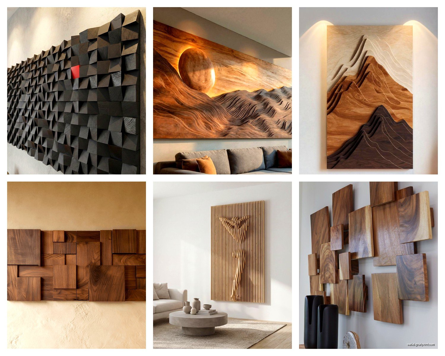 3D Wood Wall Art: Dimensional Carved Natural Relief