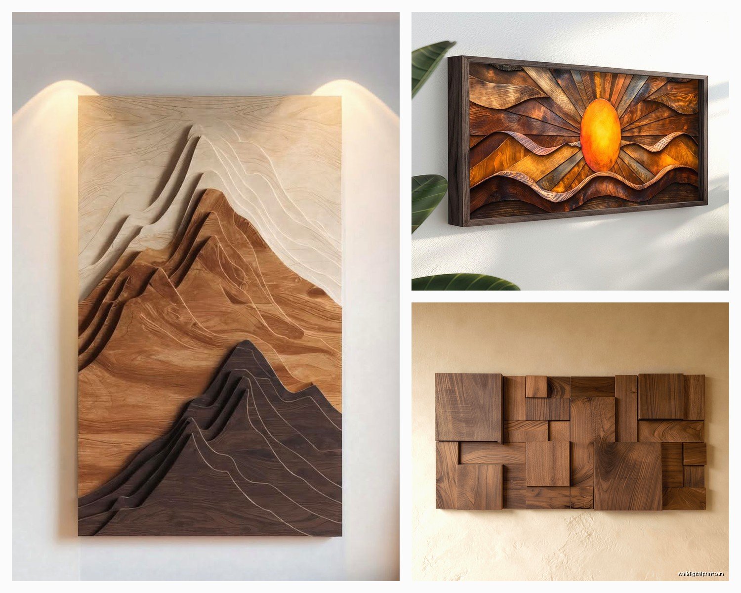 3D Wood Wall Art: Dimensional Carved Natural Relief