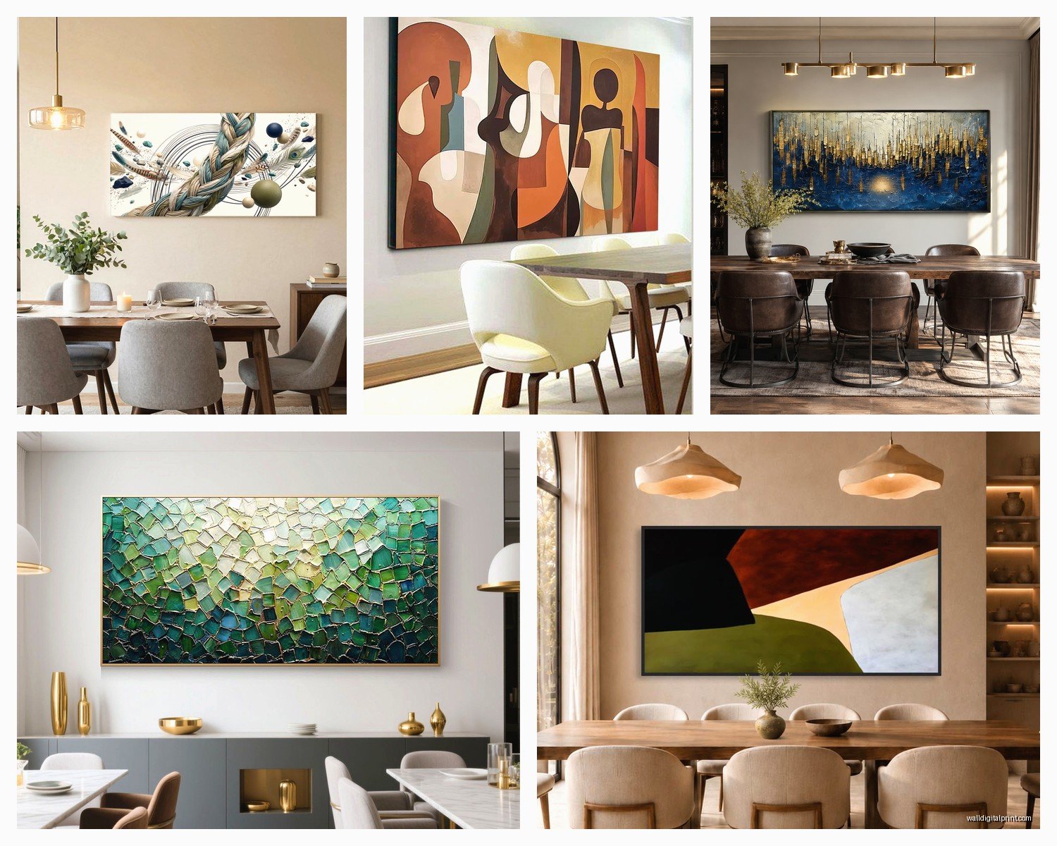 Abstract Wall Art for Dining Room: Modern Eating Space Designs