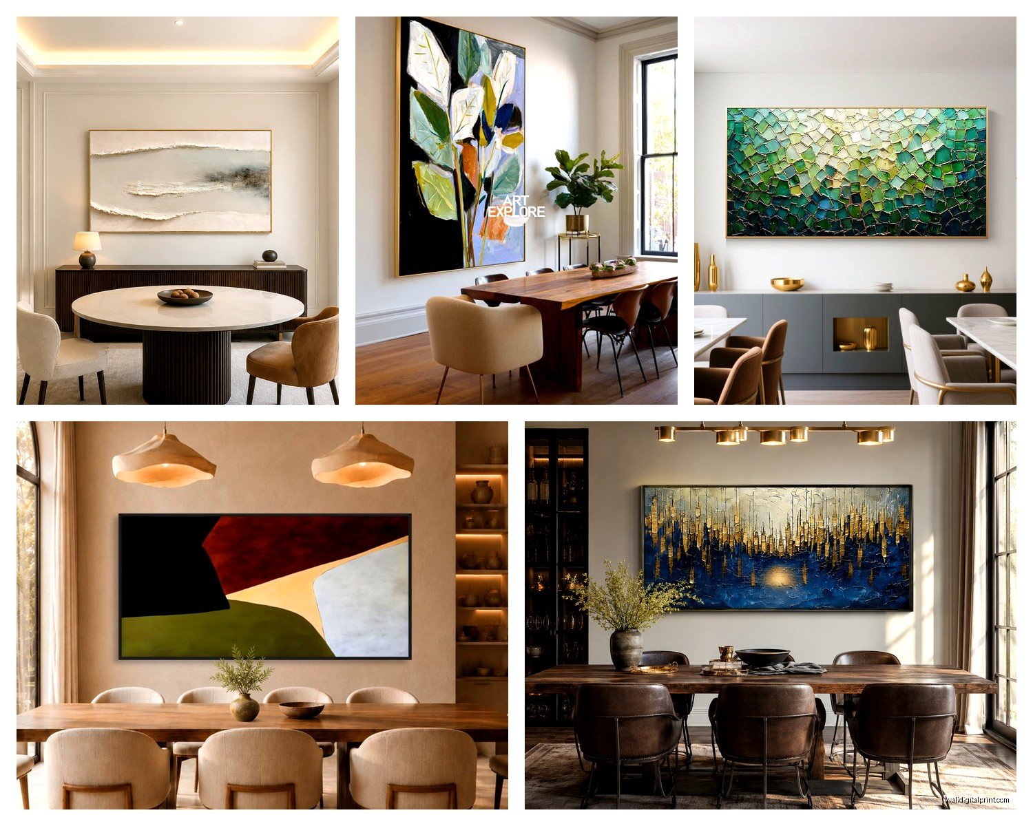 Abstract Wall Art for Dining Room: Modern Eating Space Designs