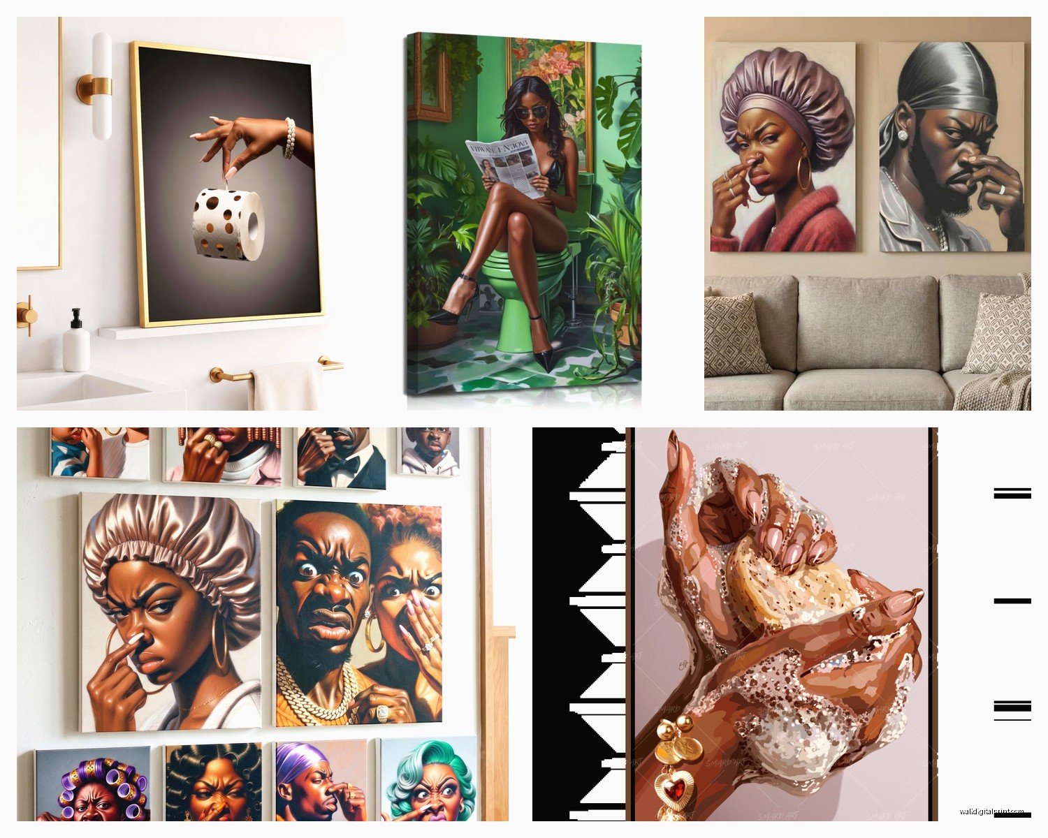 African American Bathroom Wall Art: Black Culture Bath Space