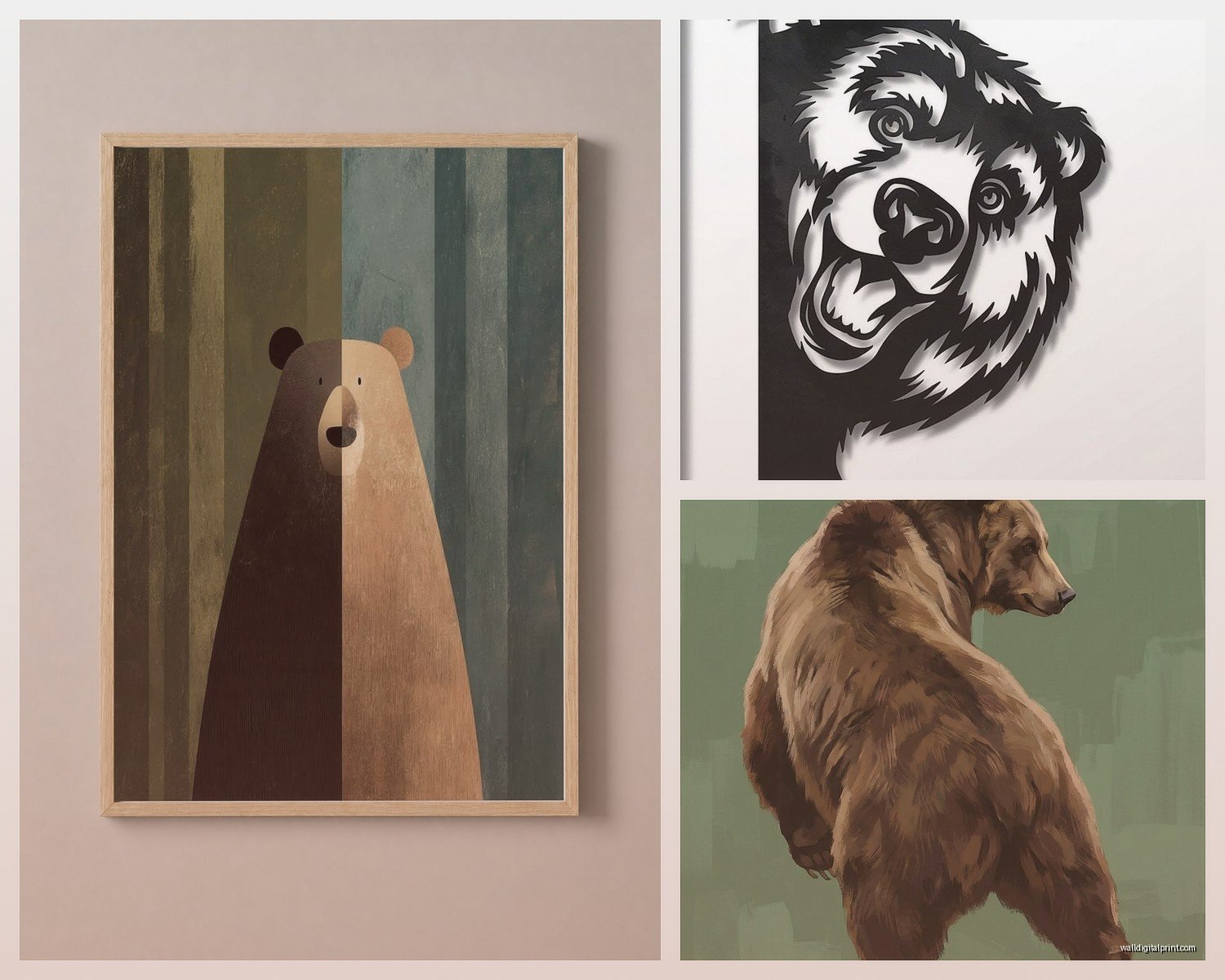 Bear Wall Art: Grizzly Polar Wildlife Forest Animal Decor