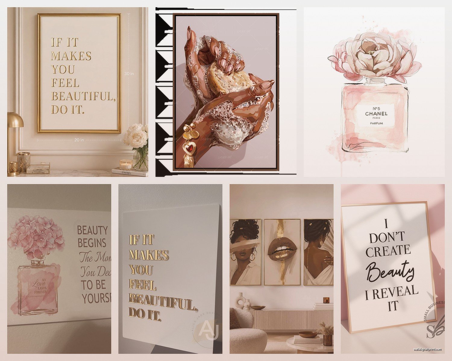 Beauty Room Wall Art: Makeup Vanity Glam Space Decor