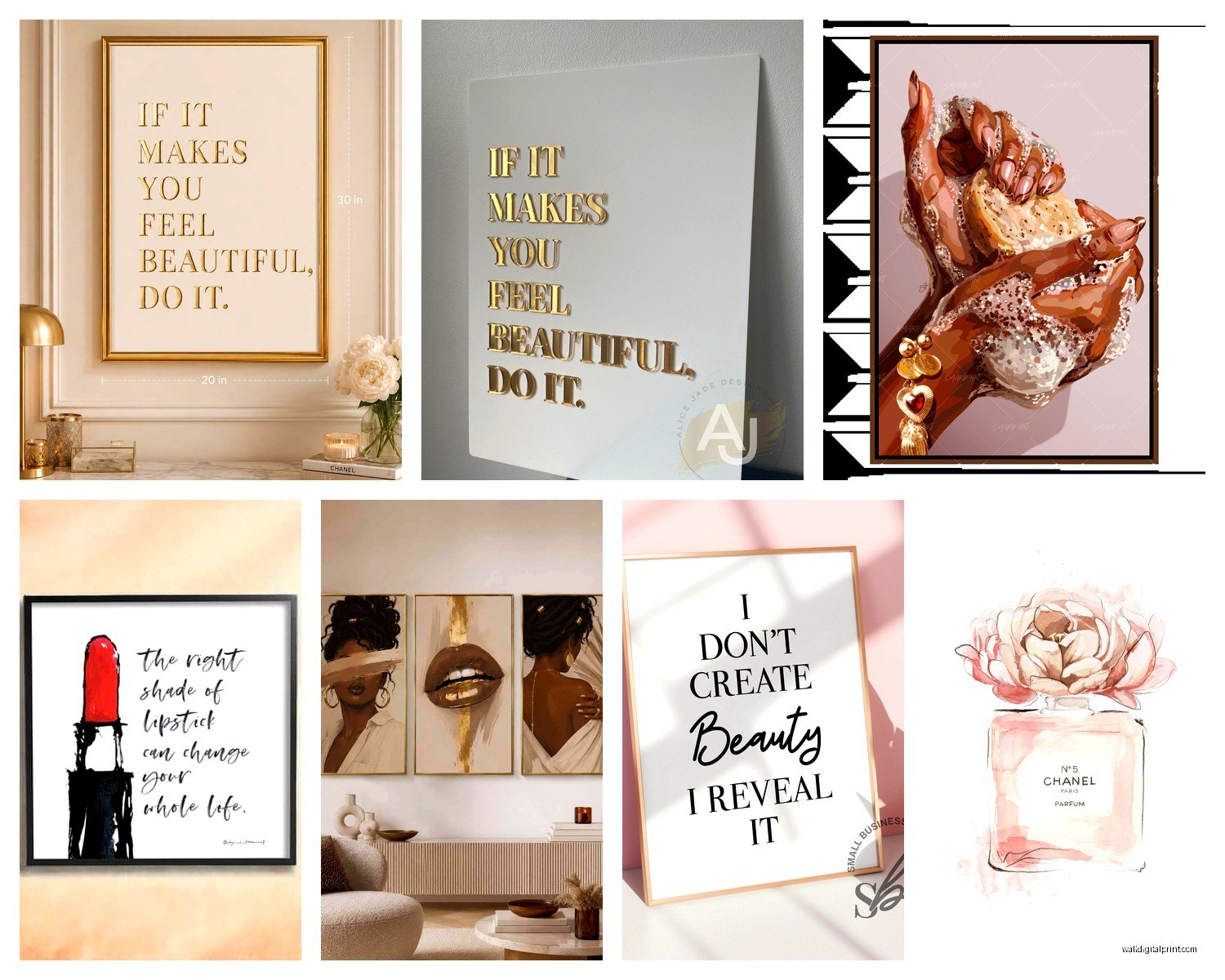 Beauty Room Wall Art: Makeup Vanity Glam Space Decor