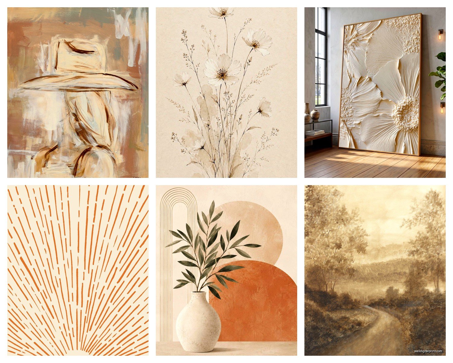 Beige Wall Art: Tan Neutral Warm Earth Tone Designs