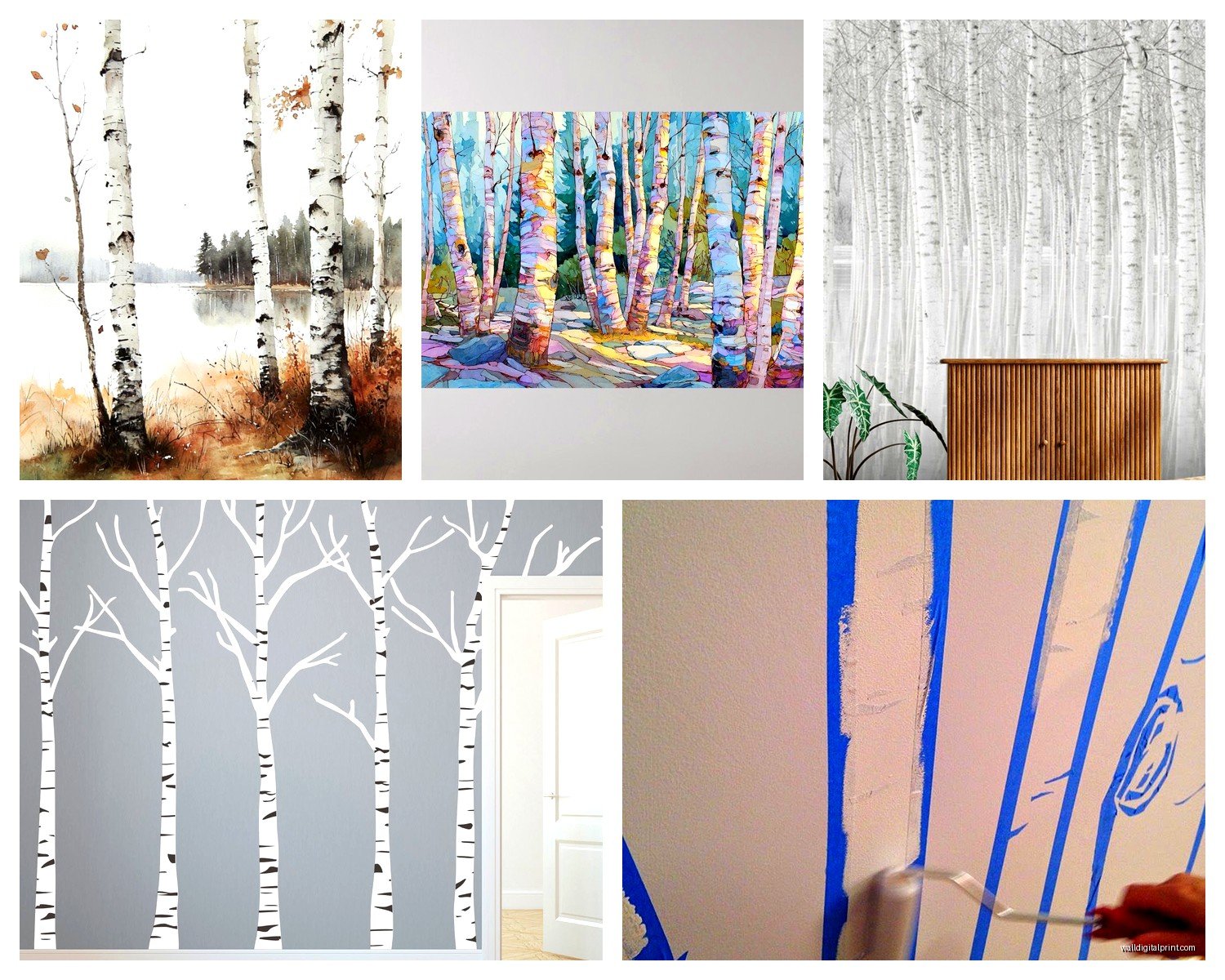Birch Tree Wall Art: White Bark Forest Winter Landscape