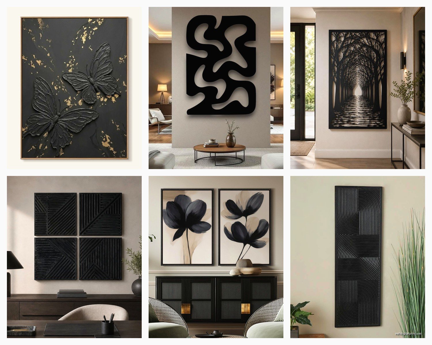 Black Wall Art Decor: Dark Bold Moody Decorative Pieces