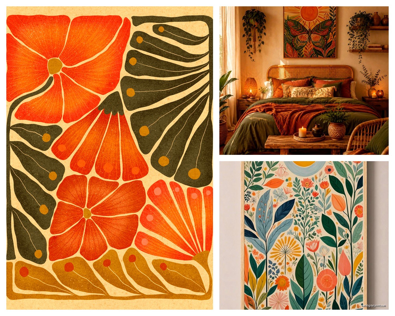 Boho Bedroom Wall Art: Bohemian Eclectic Sleep Space
