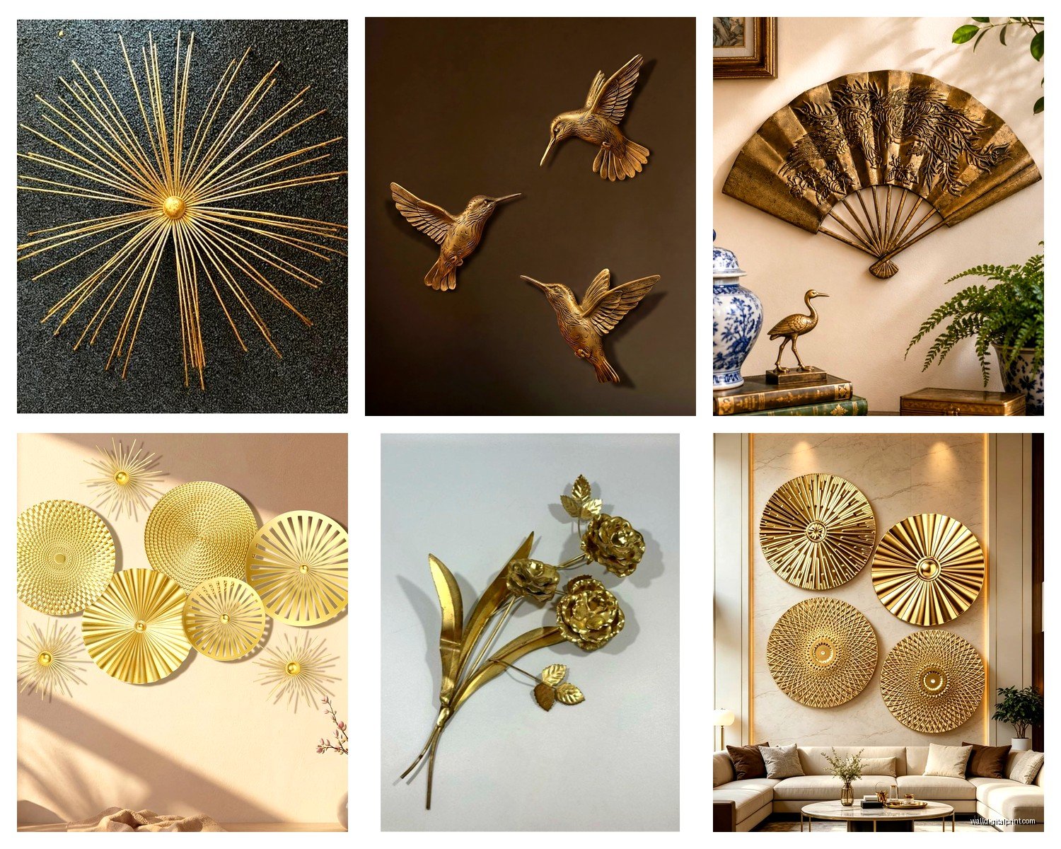 Brass Wall Art: Antique Gold Metal Warm Tone Sculpture