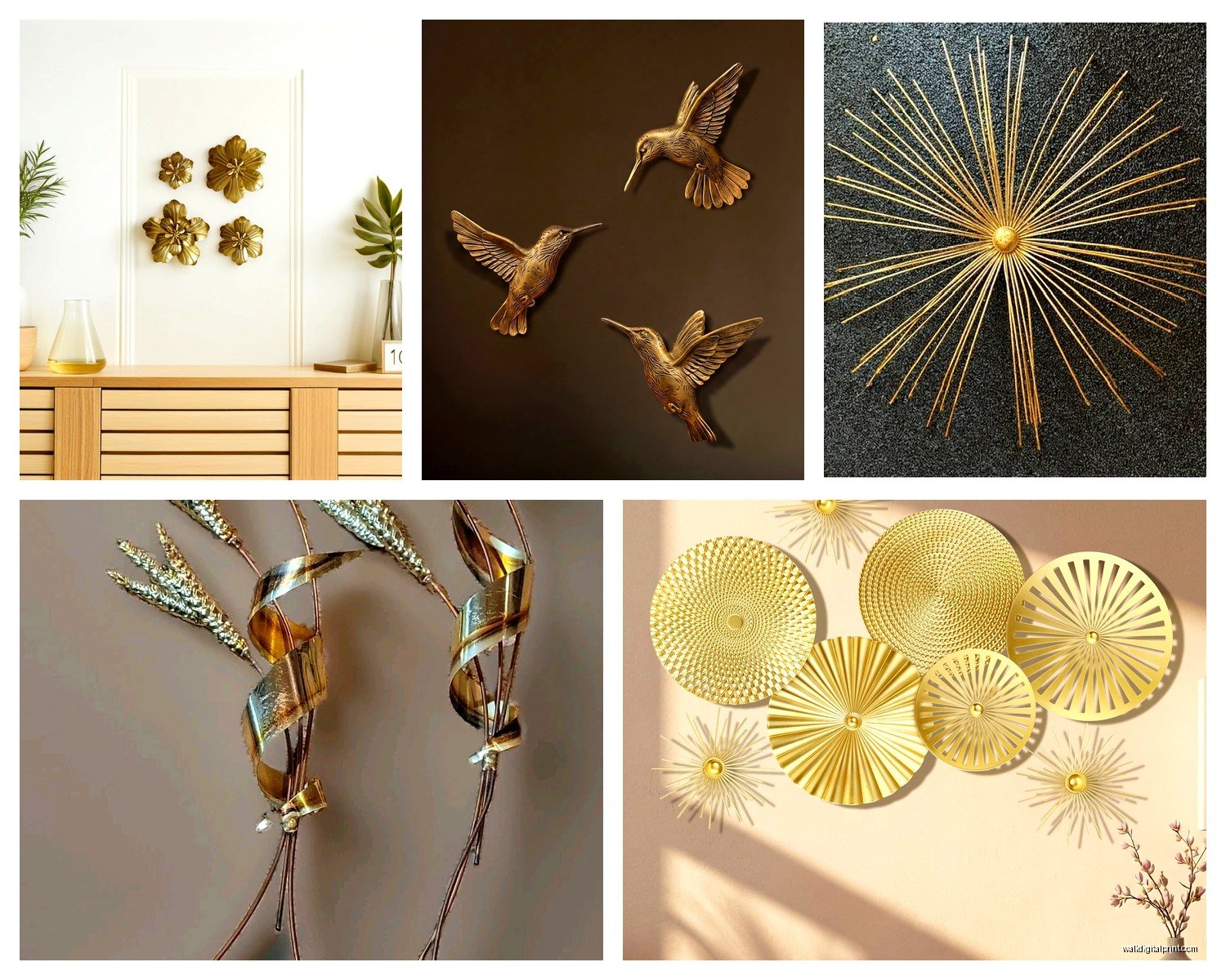 Brass Wall Art: Antique Gold Metal Warm Tone Sculpture