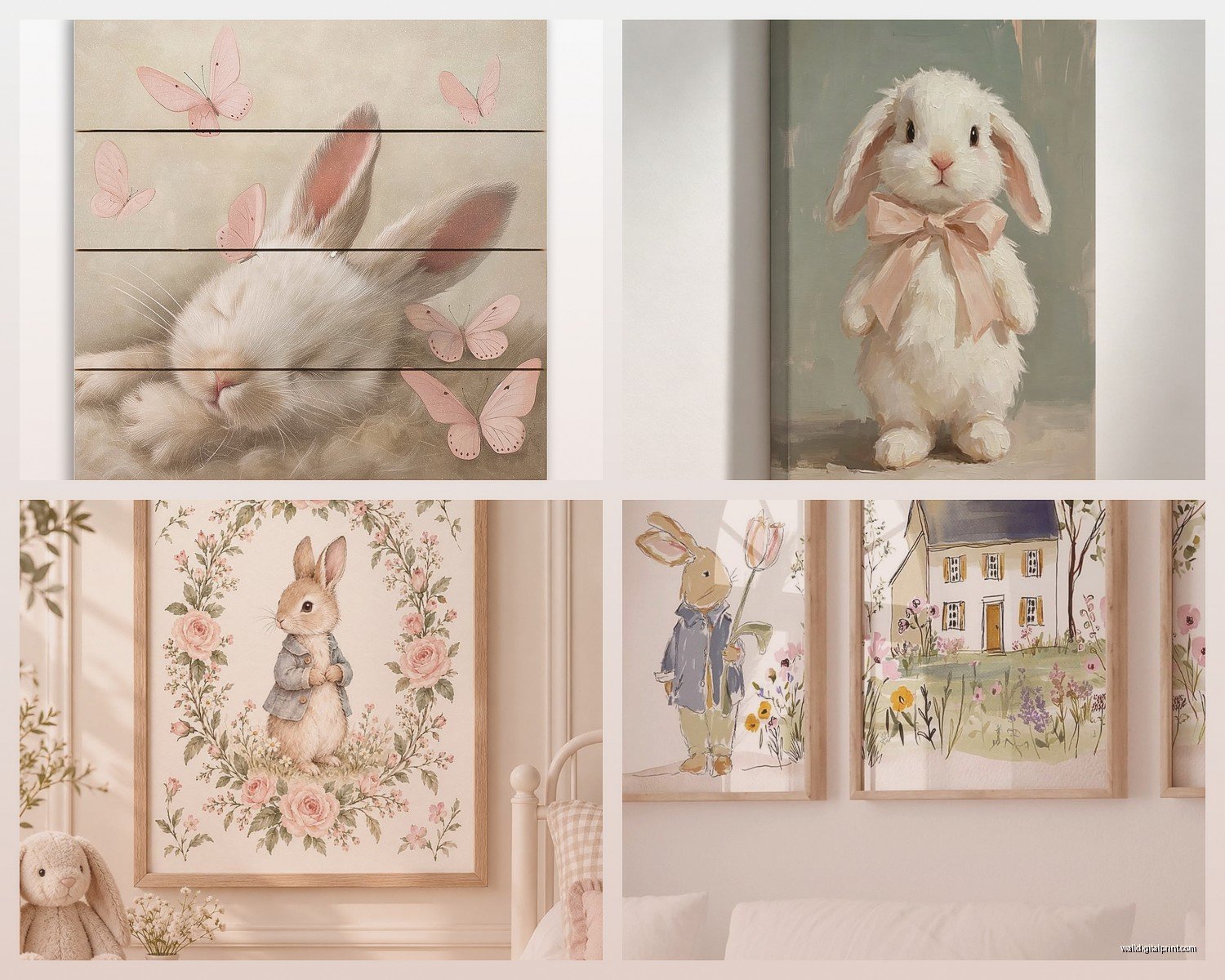 Bunny Wall Art: Rabbit Easter Spring Cute Animal Decor