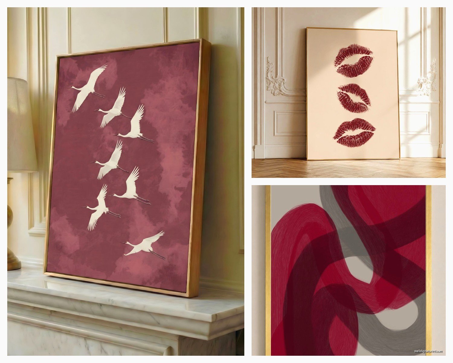 Burgundy Wall Art for Bedroom: Wine Red Sleep Space Accents