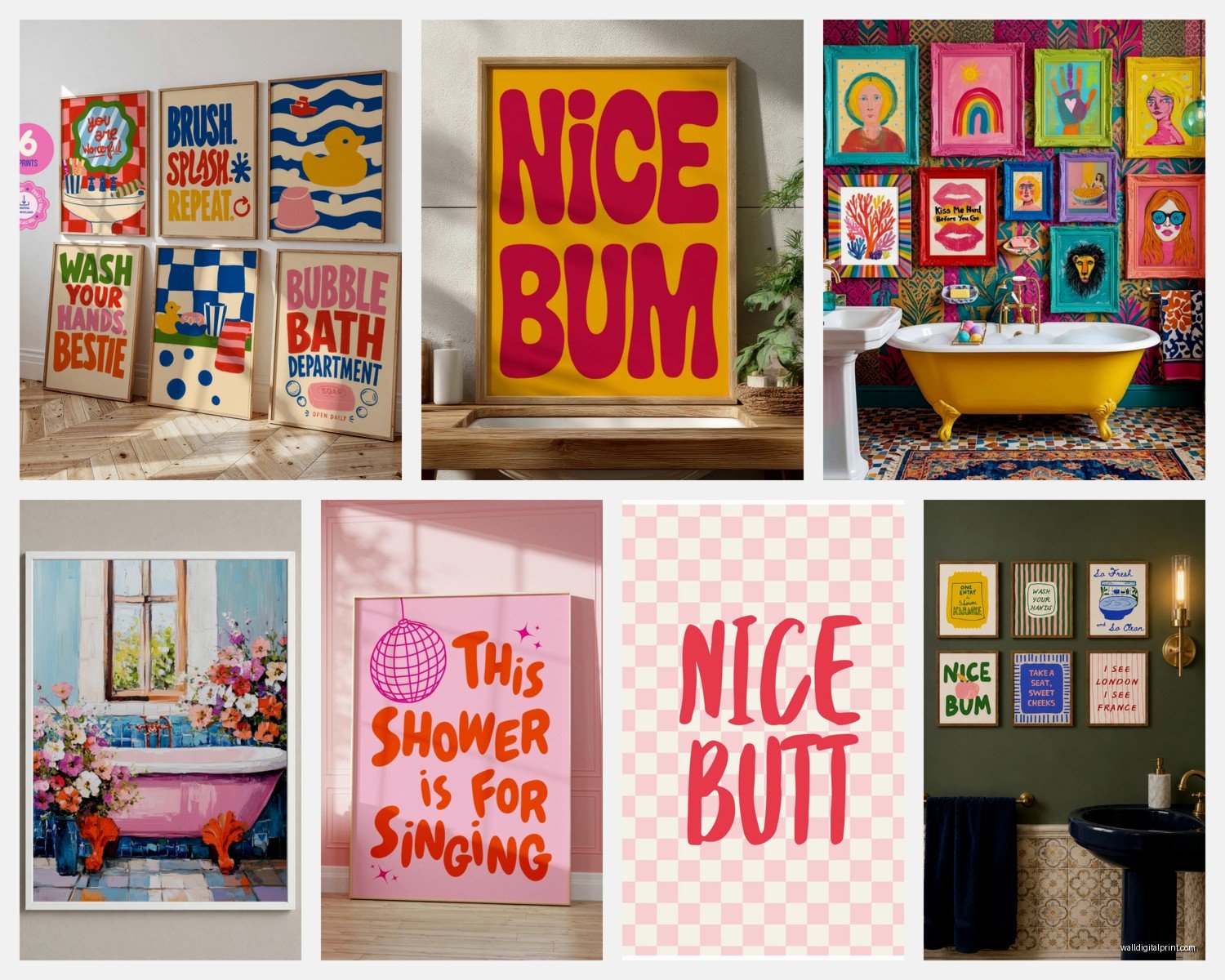Colorful Bathroom Wall Art: Vibrant Bold Bath Space Designs