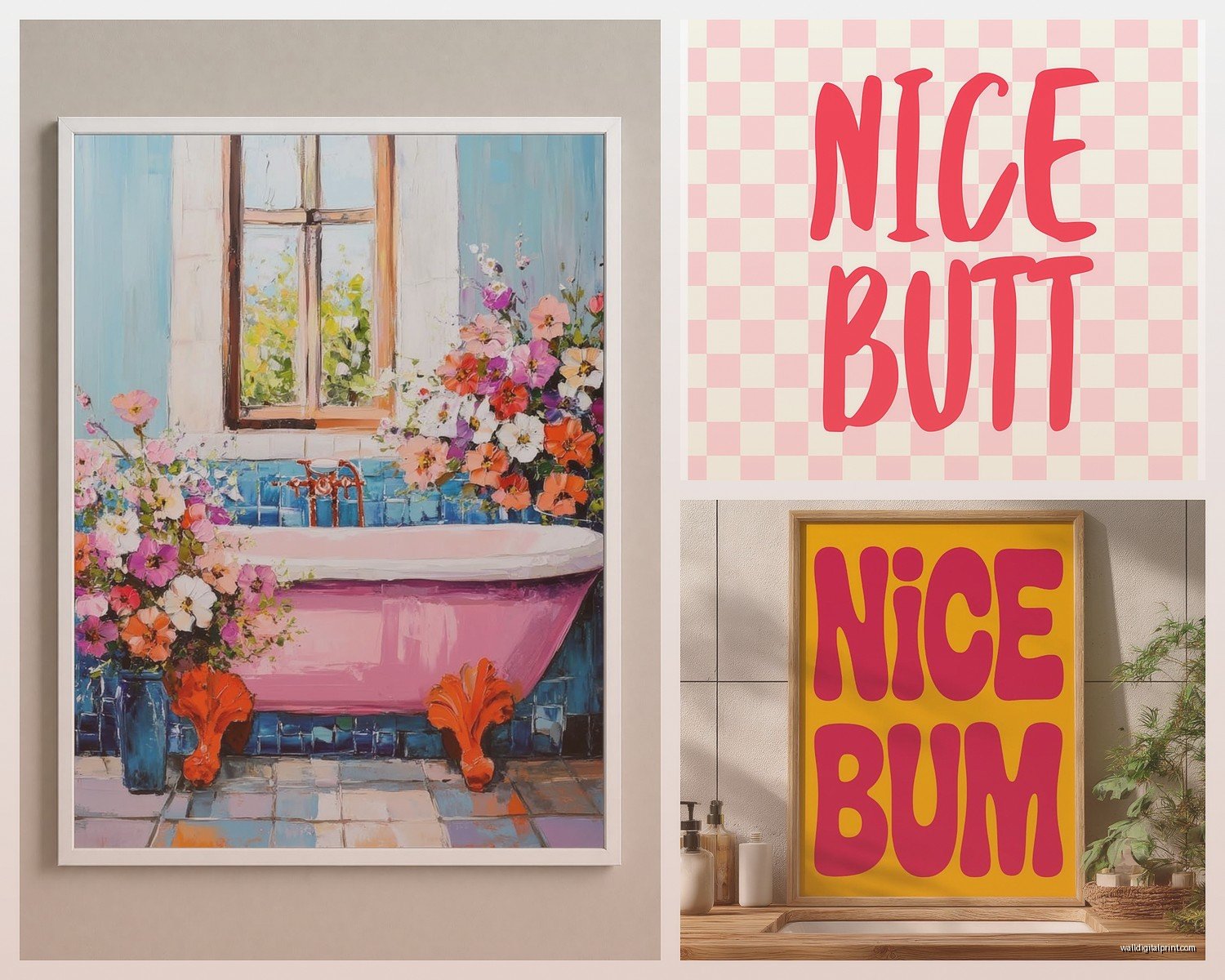 Colorful Bathroom Wall Art: Vibrant Bold Bath Space Designs