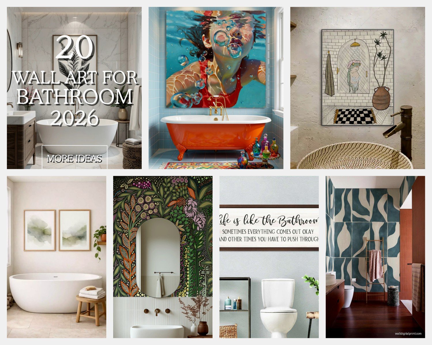Contemporary Bathroom Wall Art: Modern Clean Bath Designs