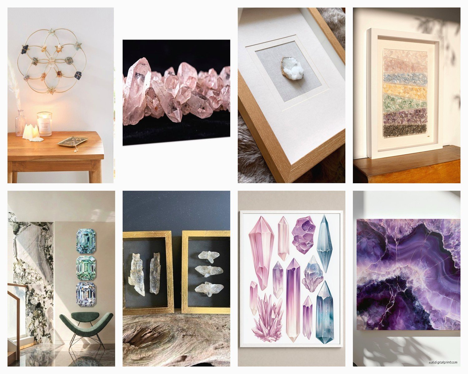 Crystal Wall Art: Gemstone Quartz Mineral Spiritual Decor