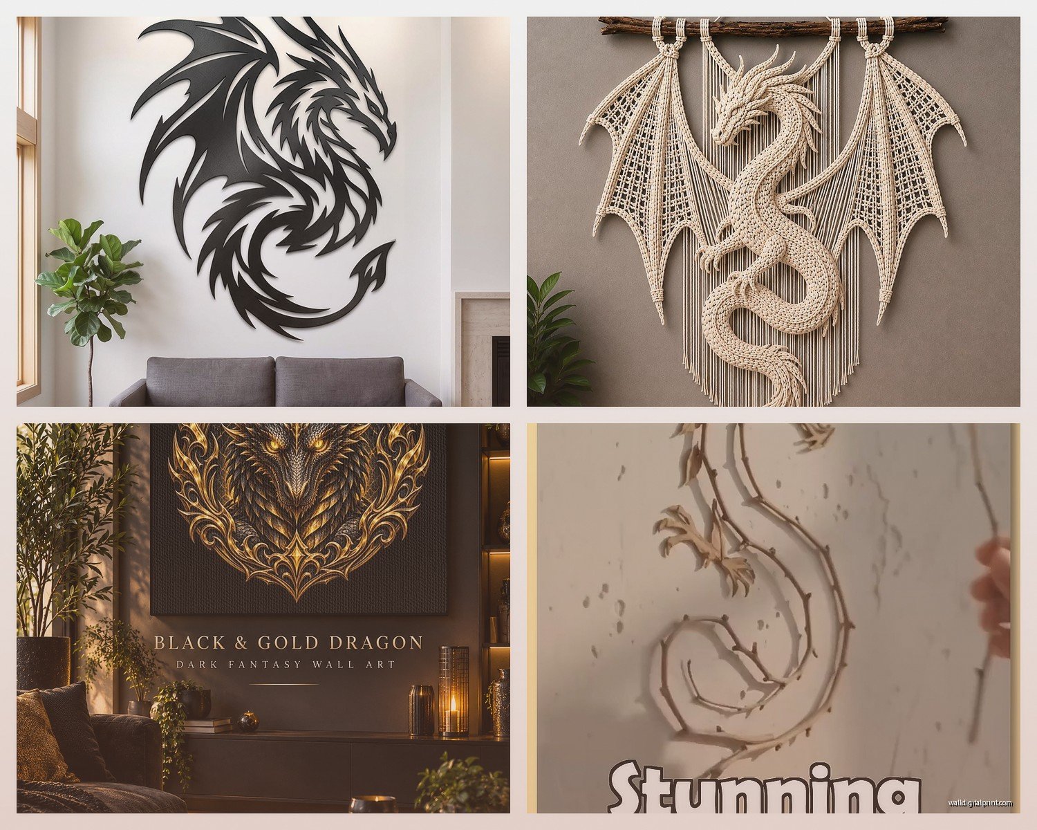 Dragon Wall Art: Mythical Fire-Breathing Fantasy Creature