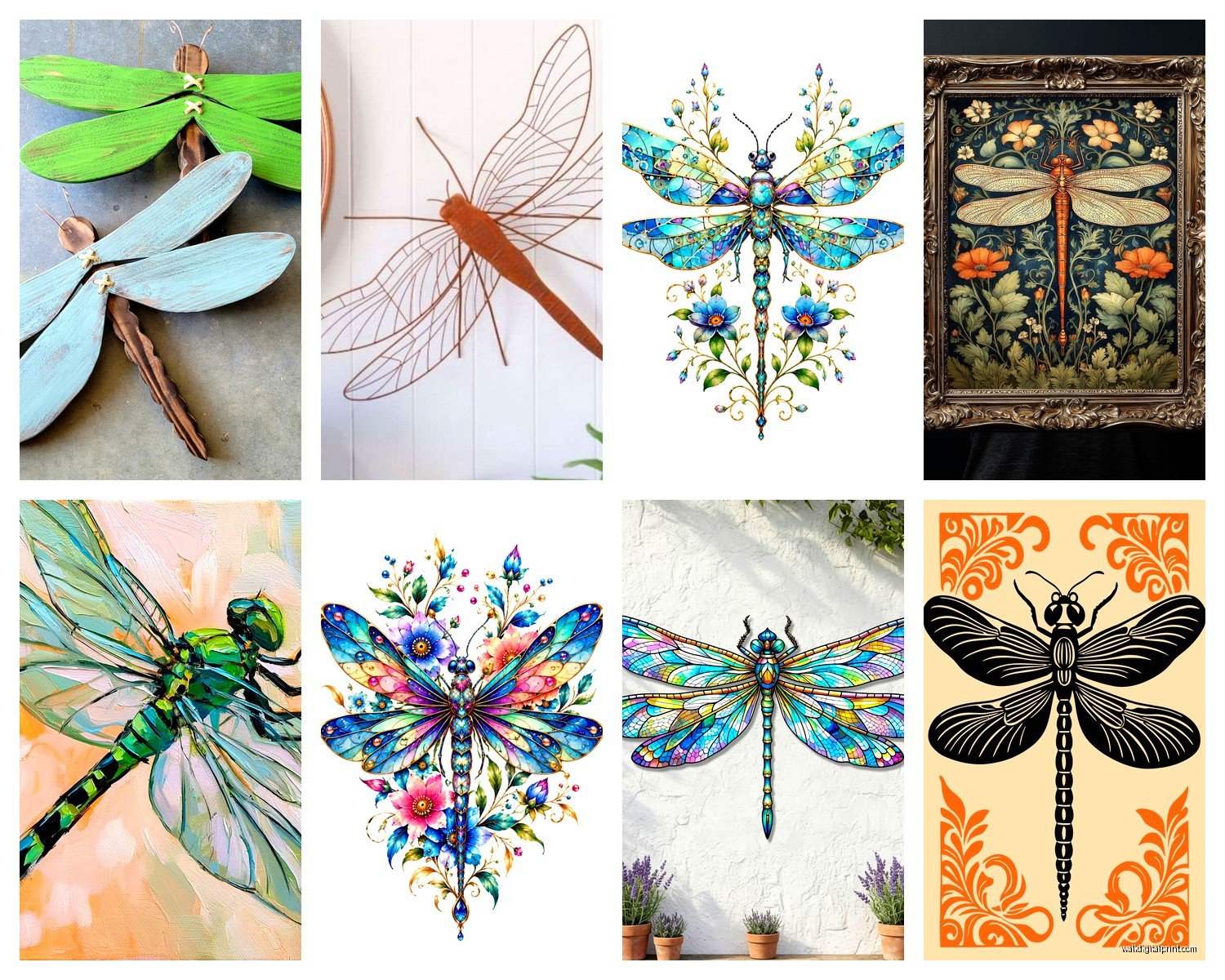 Dragonfly Wall Art: Insect Nature Garden Pond Decor