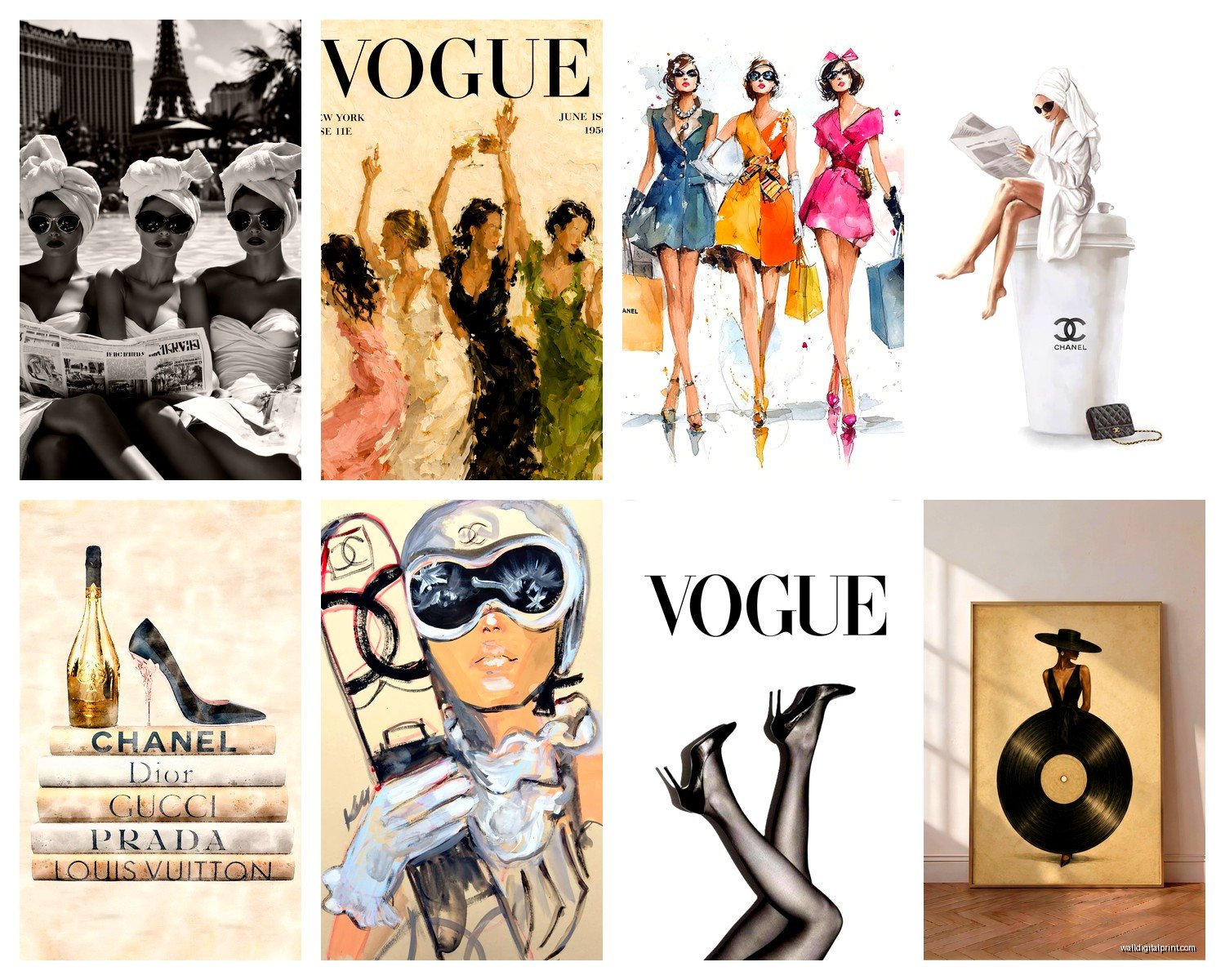 Fashion Wall Art: Vogue Model Designer Clothing Decor