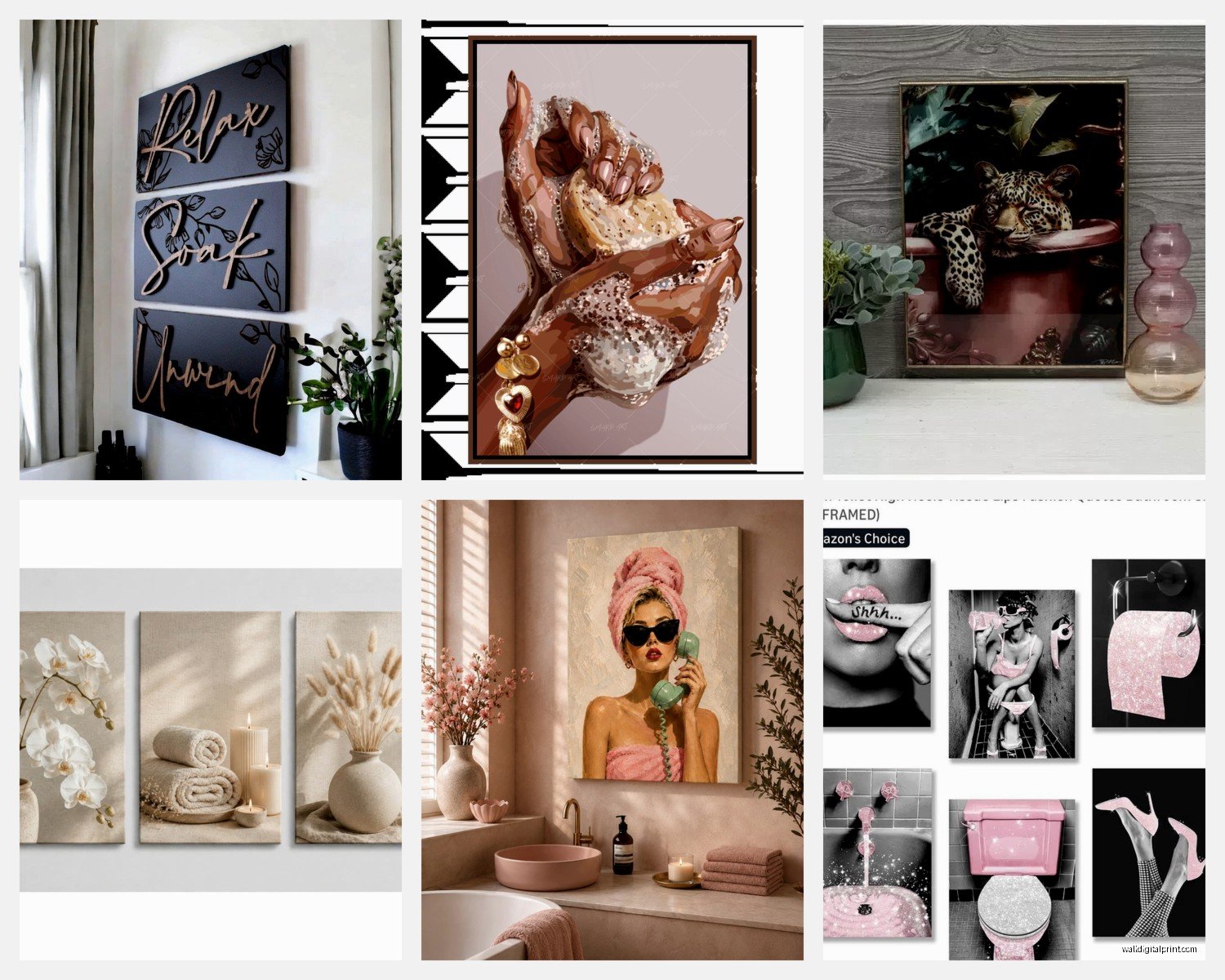 Glam Bathroom Wall Art: Glamorous Luxe Bath Decor
