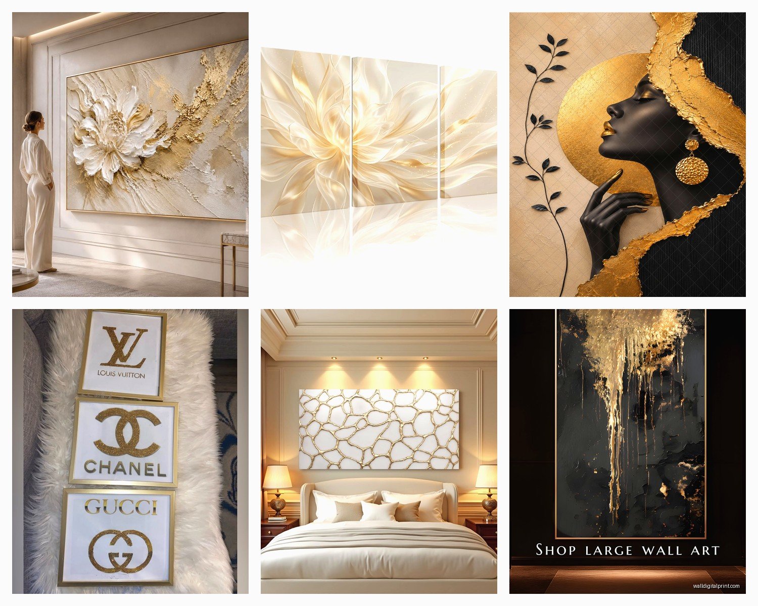 Gold Wall Art for Bedroom: Metallic Luxury Sleep Space Accents