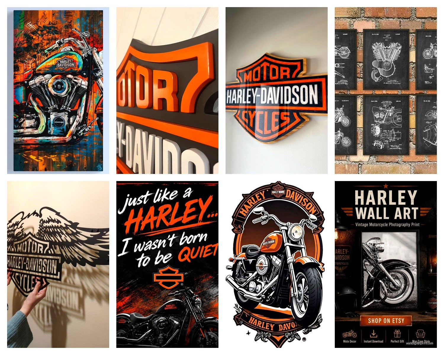 Harley Davidson Wall Art: Motorcycle Biker Rebel Brand
