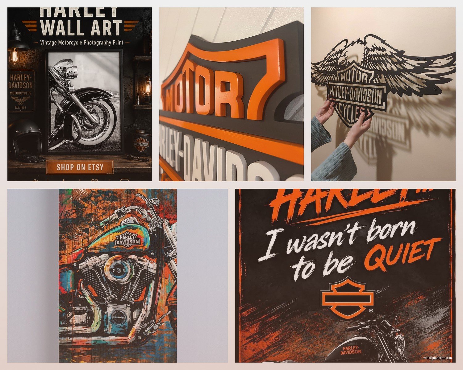 Harley Davidson Wall Art: Motorcycle Biker Rebel Brand