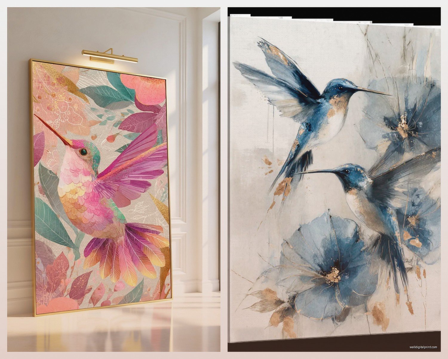 Hummingbird Wall Art: Tiny Bird Nectar Garden Flight
