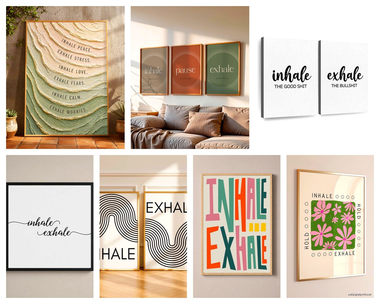 Inhale Exhale Wall Art: Breathe Yoga Meditation Reminder