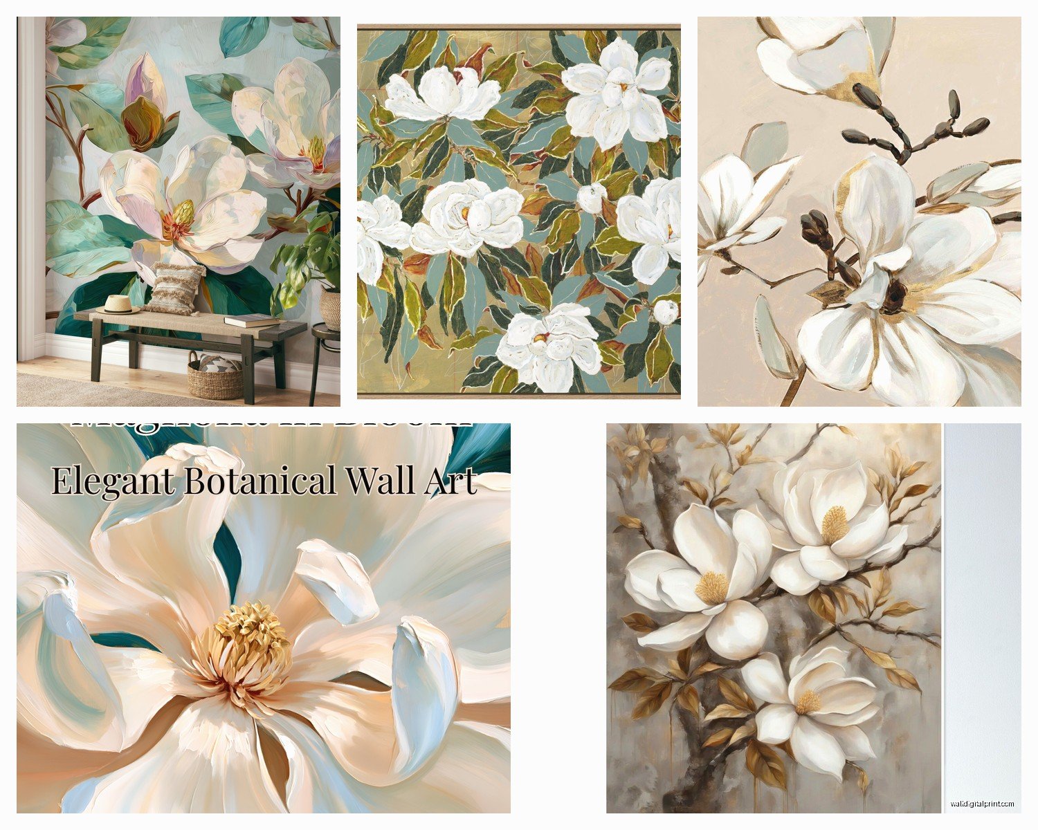 Magnolia Wall Art: Southern Flower Fixer Upper Farmhouse