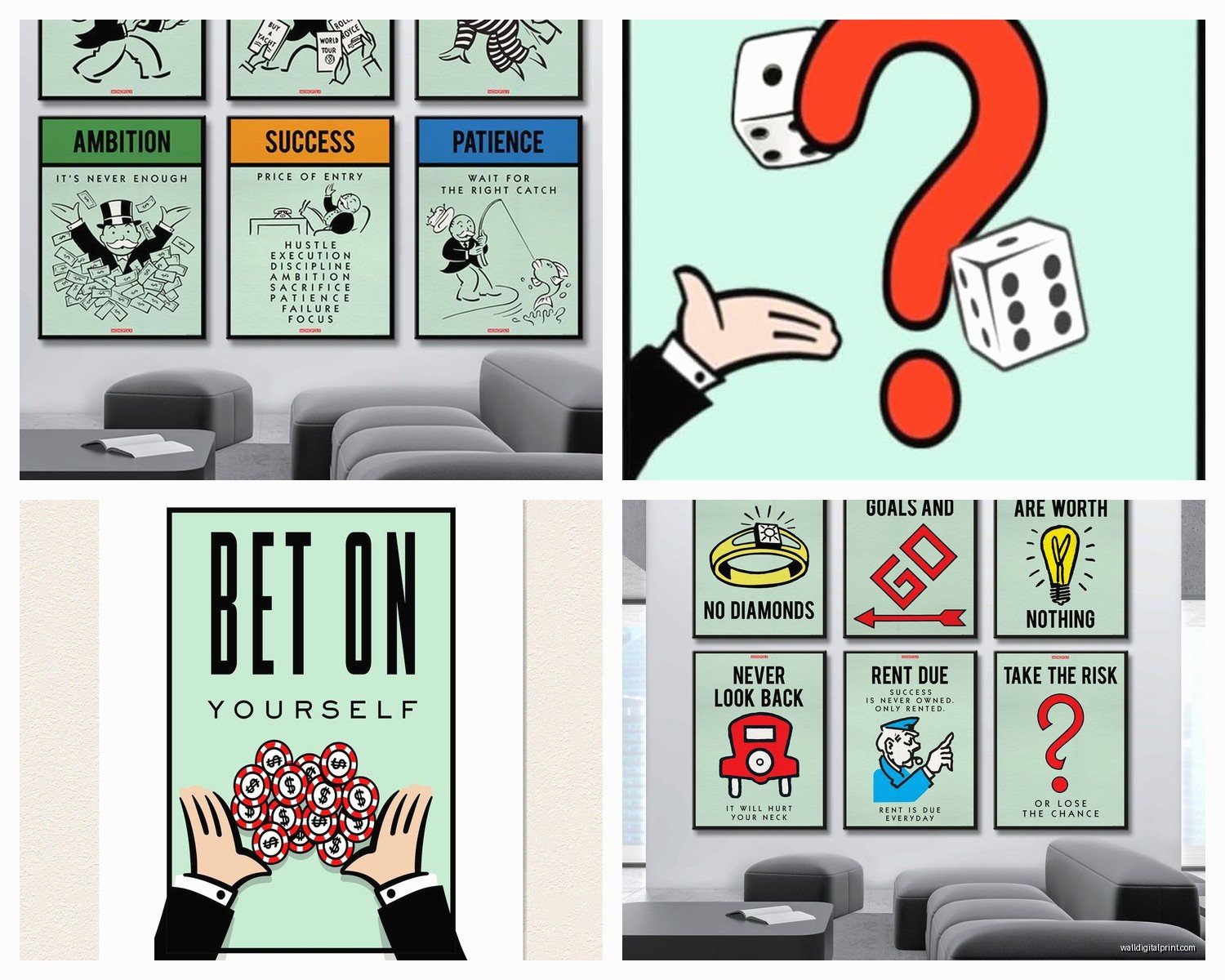 Monopoly Wall Art: Board Game Property Capitalism Decor