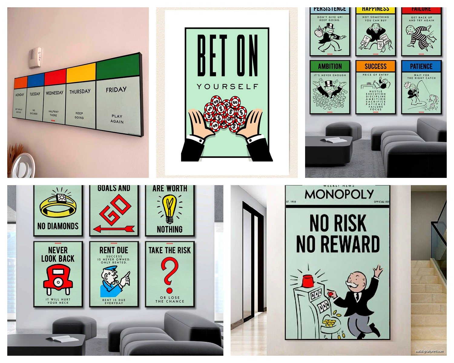 Monopoly Wall Art: Board Game Property Capitalism Decor