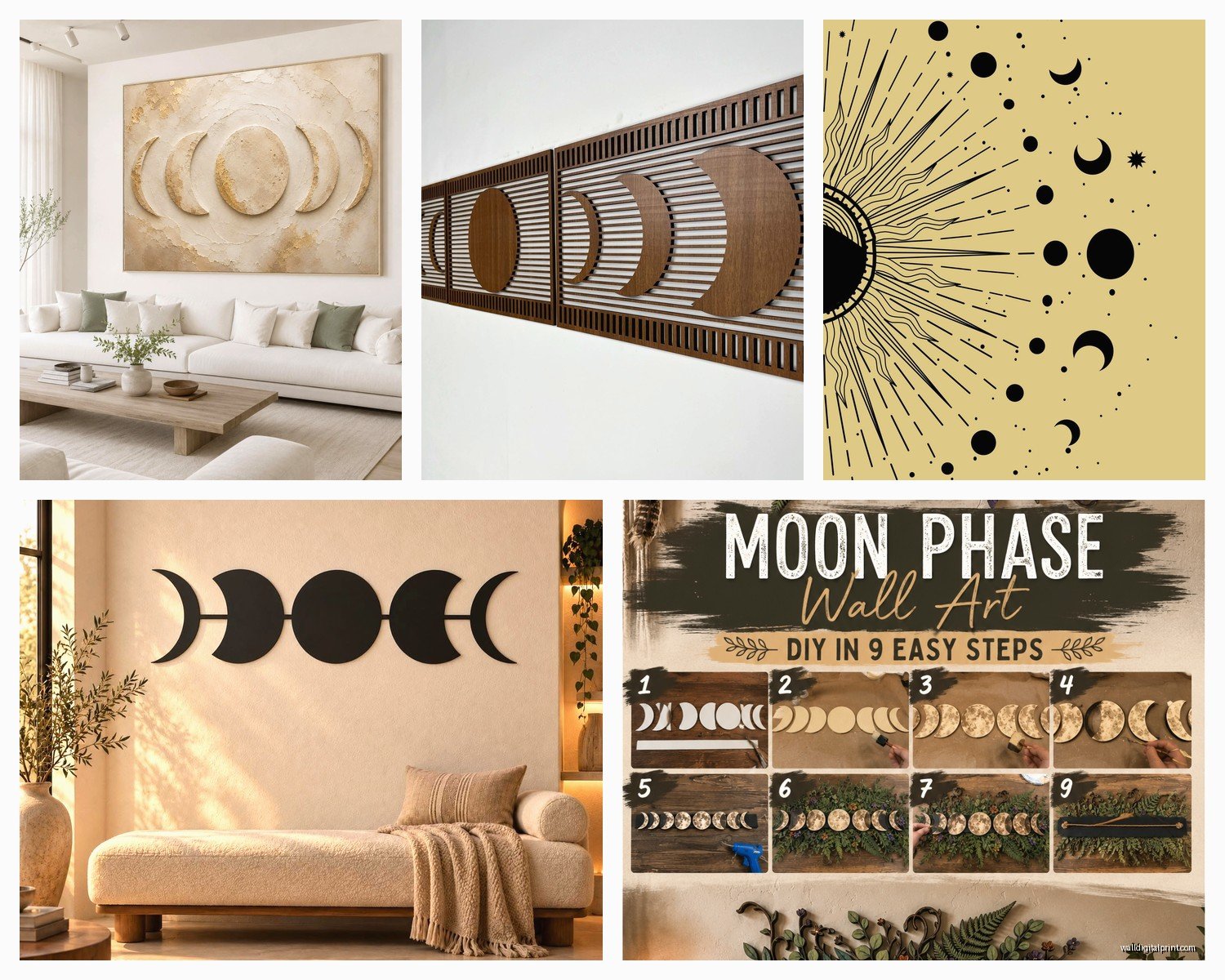 Moon Phase Wall Art: Lunar Cycle Celestial Astronomy