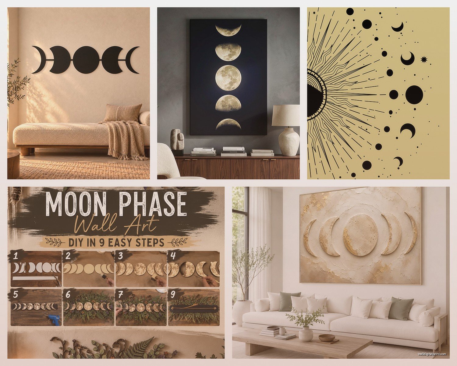 Moon Phase Wall Art: Lunar Cycle Celestial Astronomy