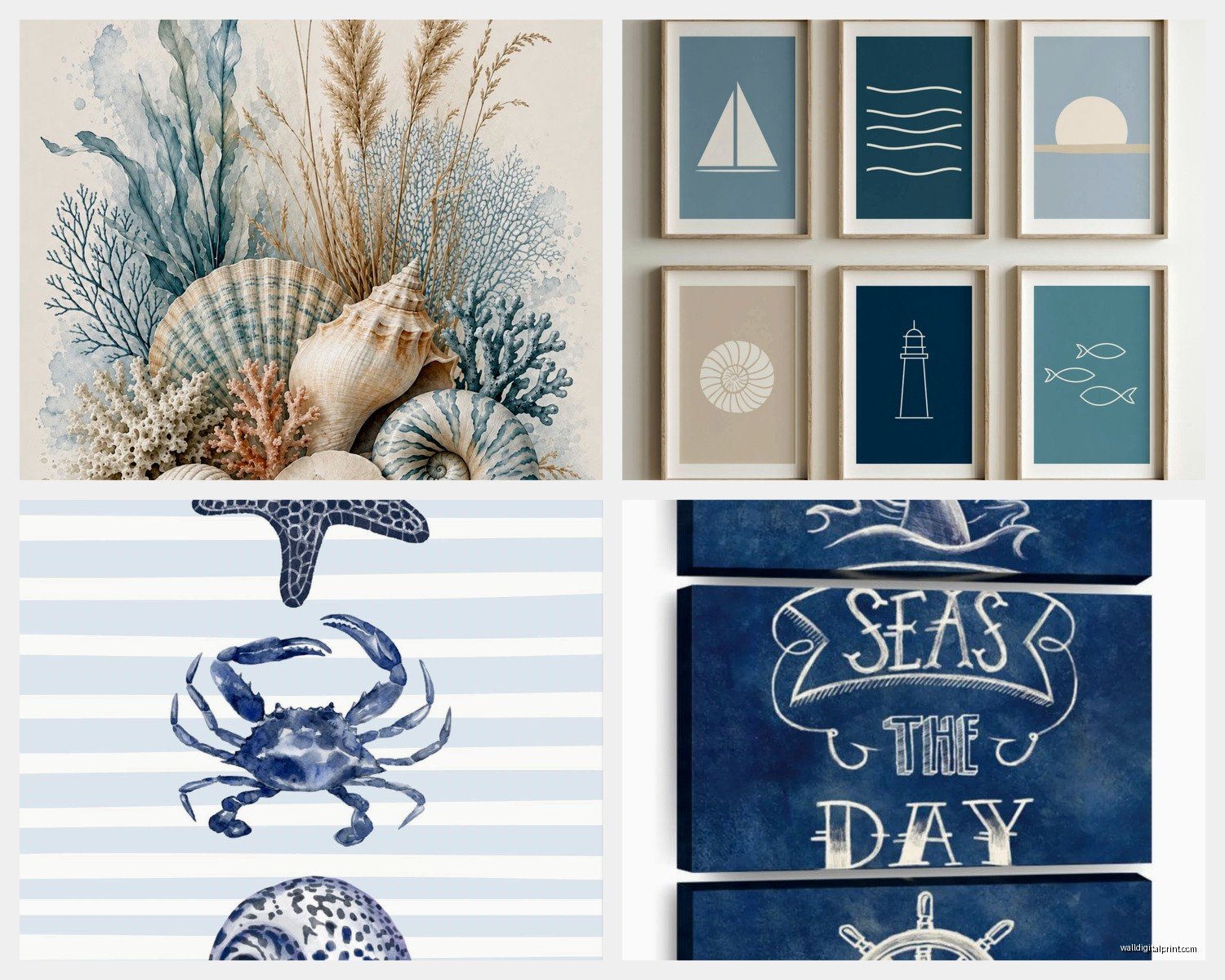 Nautical Bathroom Wall Art: Coastal Maritime Bath Decor