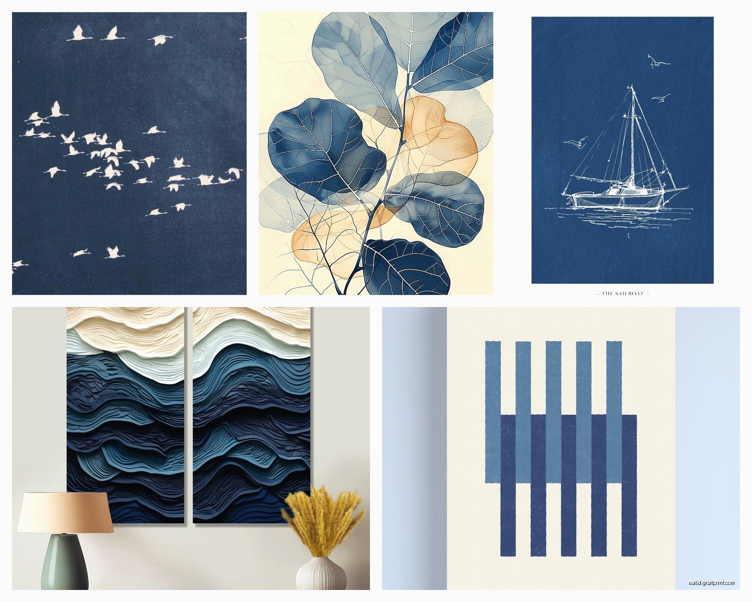 Navy Wall Art: Deep Blue Naval Ocean Dark Designs