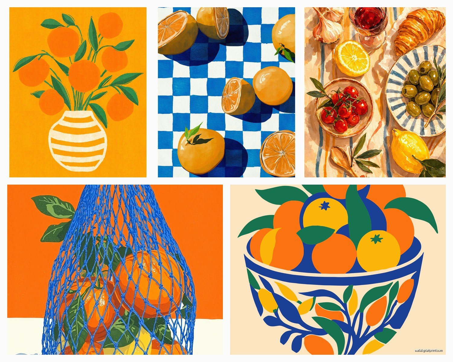 Orange Kitchen Wall Art: Citrus Warm Cooking Space Accents