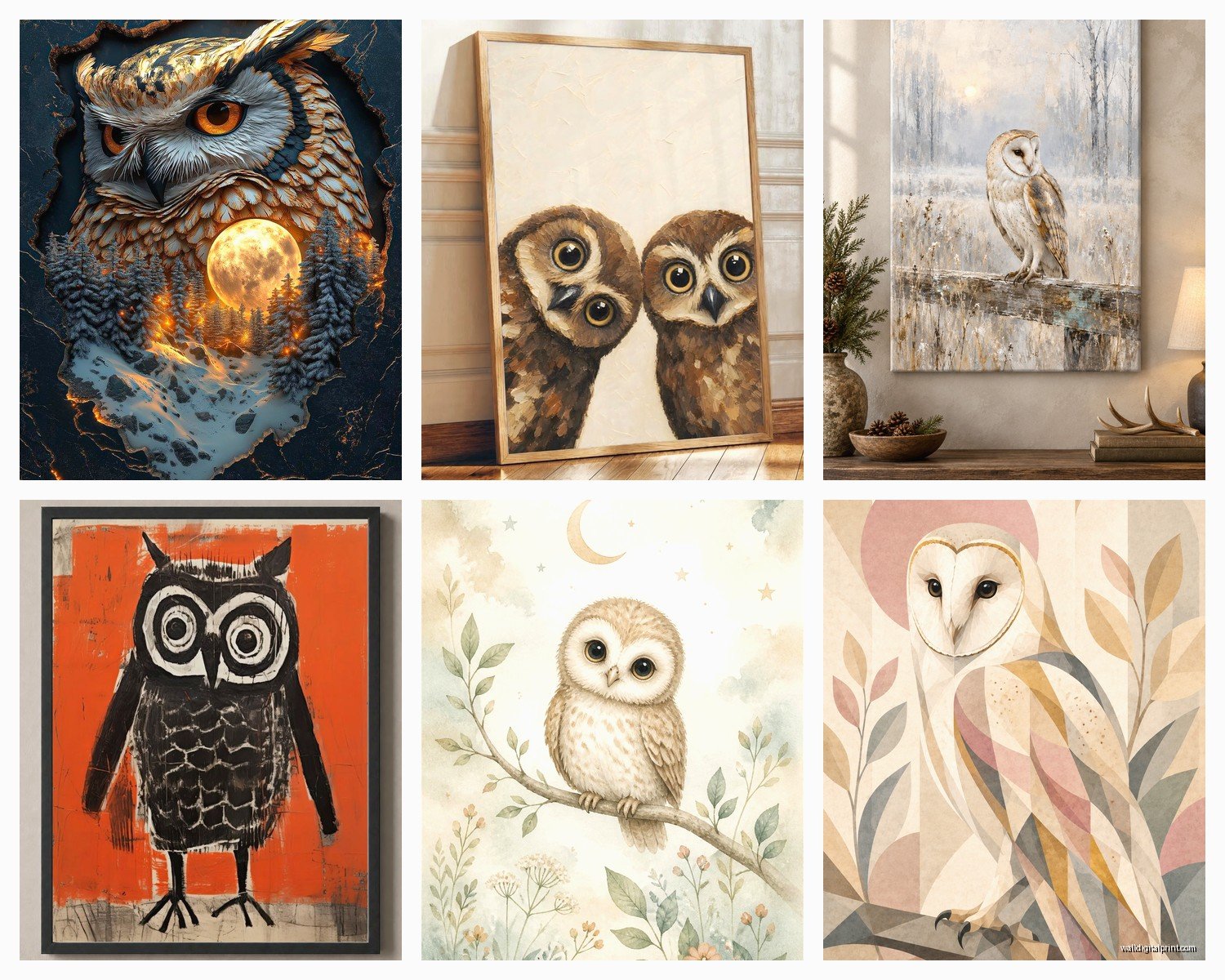 Owl Wall Art: Wise Bird Hoot Nocturnal Forest Creature