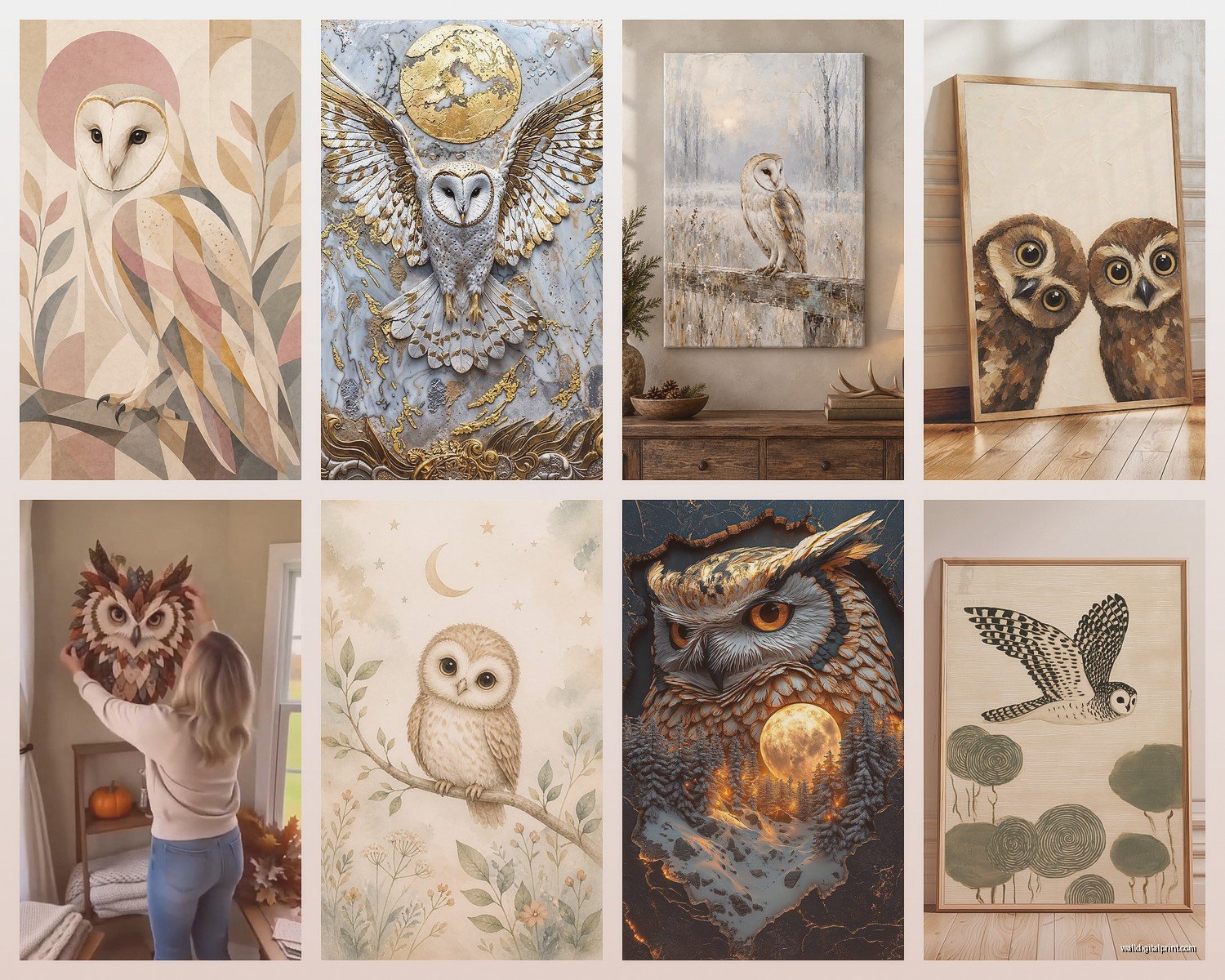 Owl Wall Art: Wise Bird Hoot Nocturnal Forest Creature