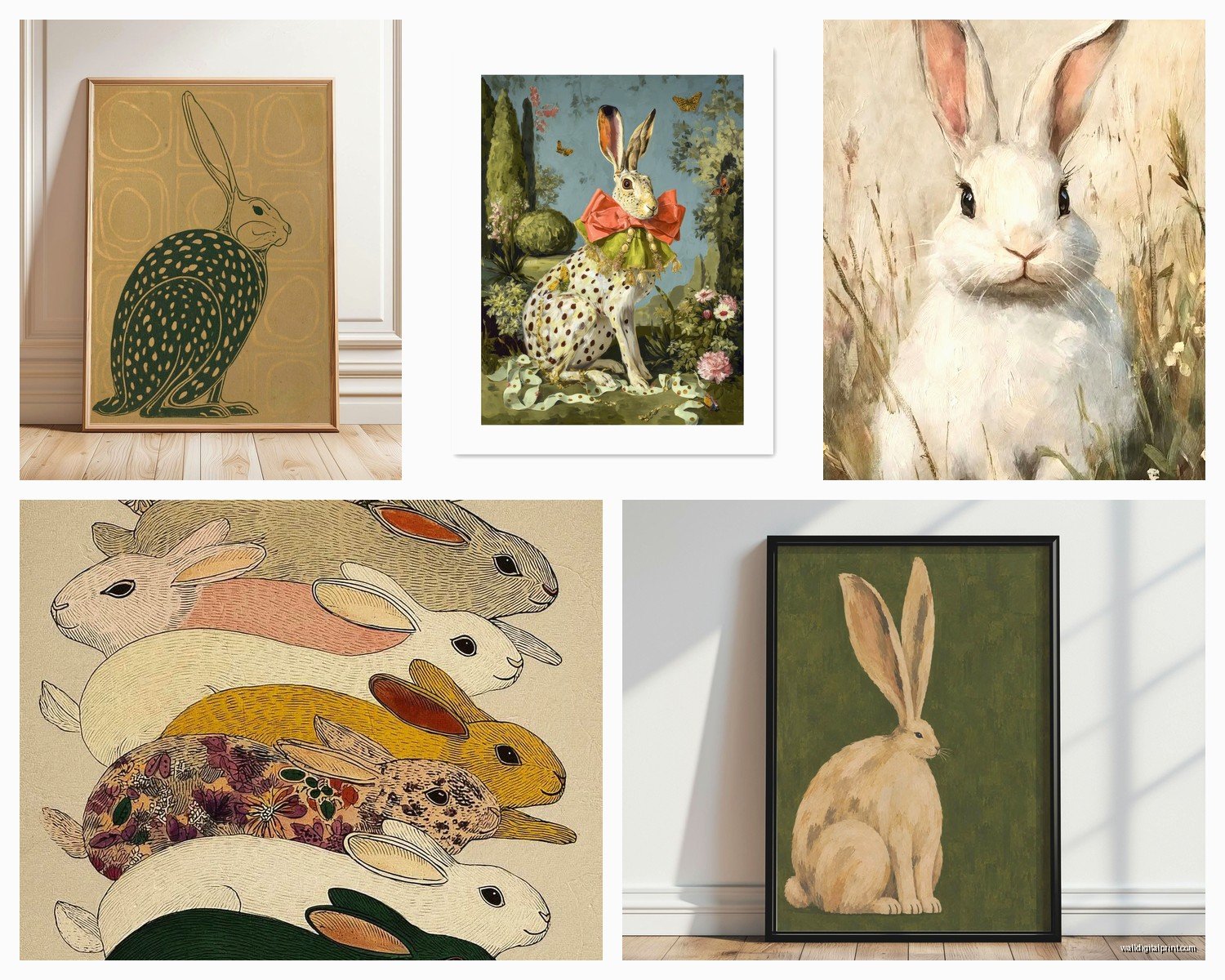 Rabbit Wall Art: Bunny Hare Woodland Easter Animal