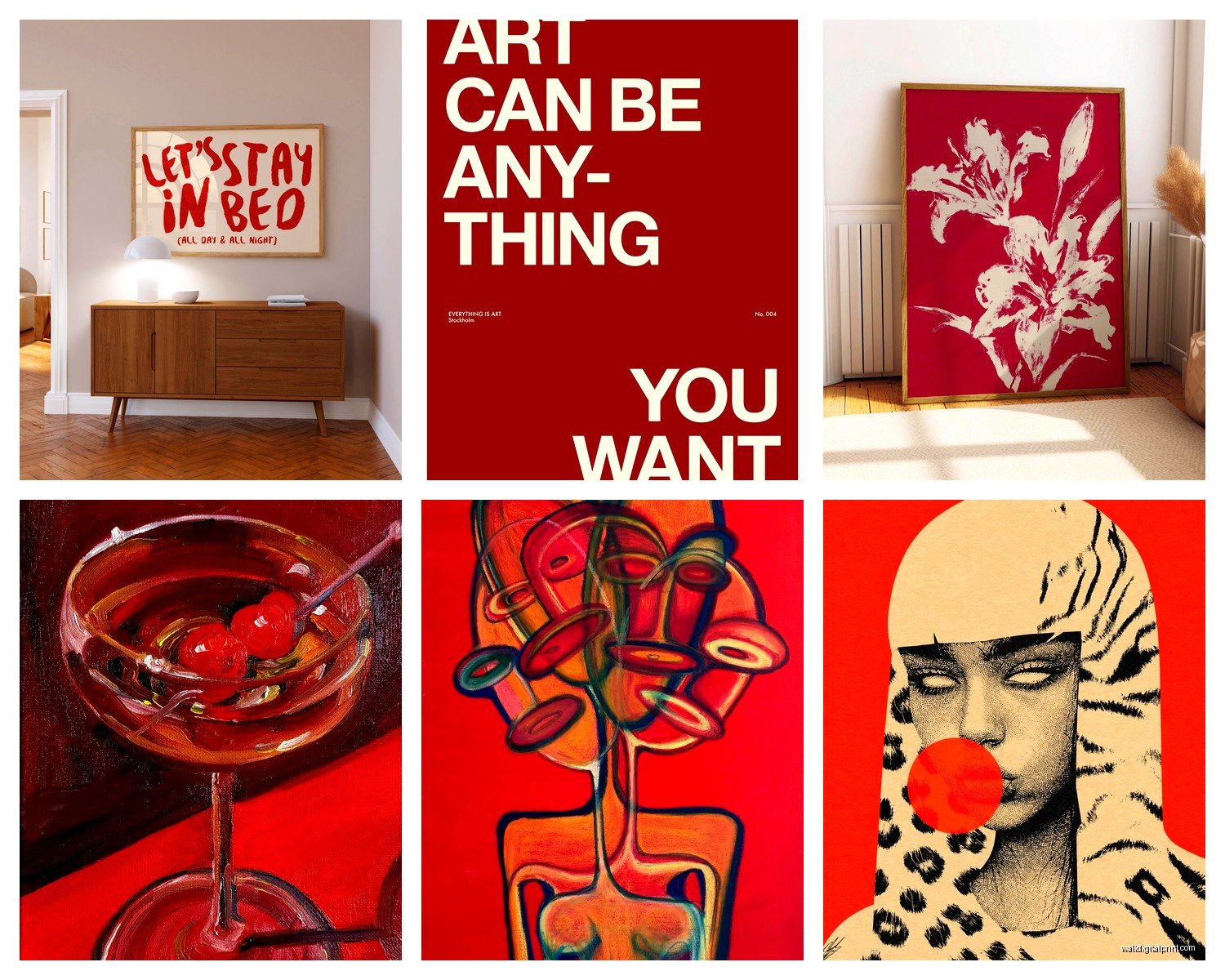 Red Wall Art for Bedroom: Bold Crimson Sleep Space Accents